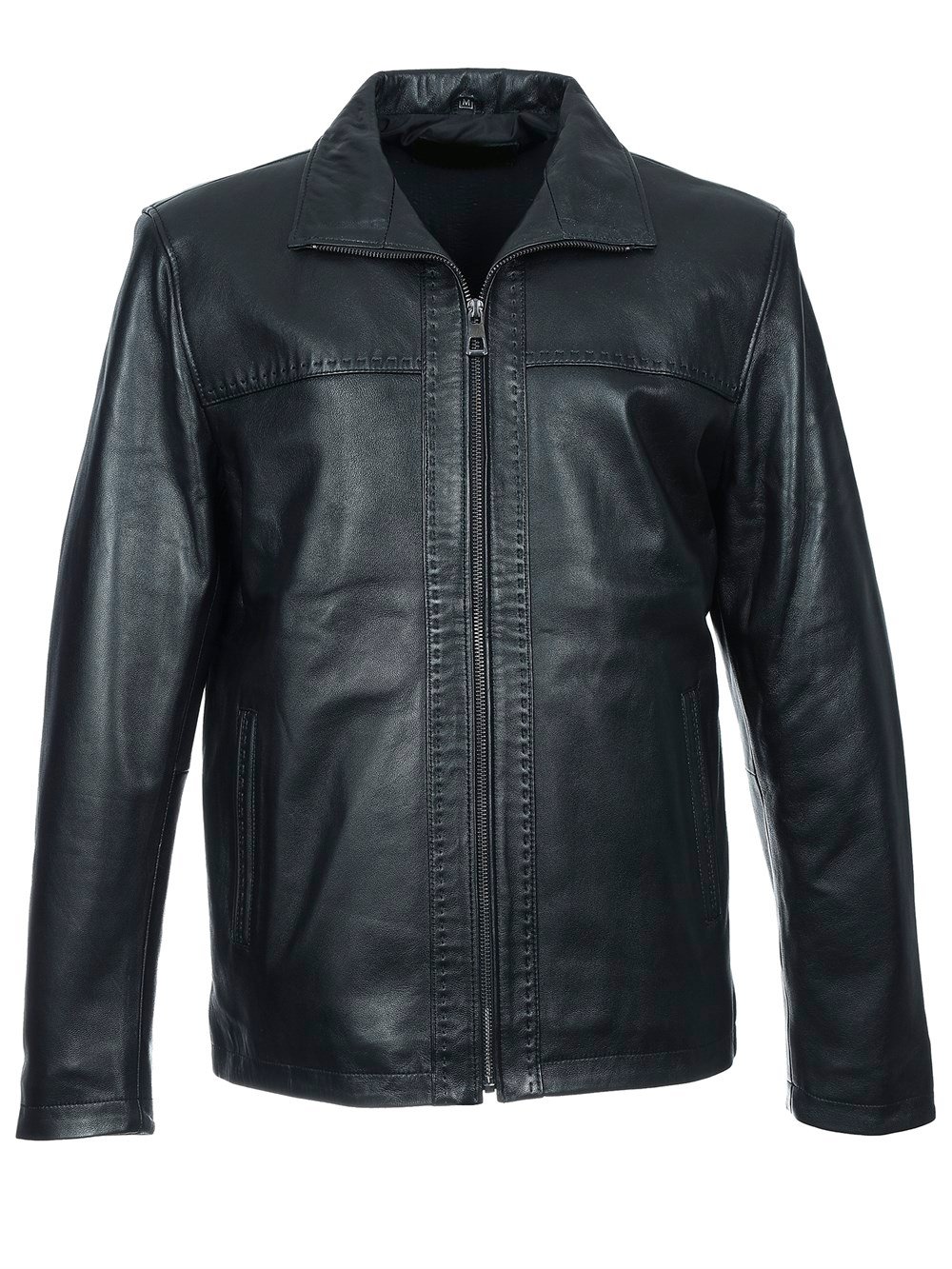 Klasik Spor Model Punto Dikişli Erkek Deri Mont Siyah Renk