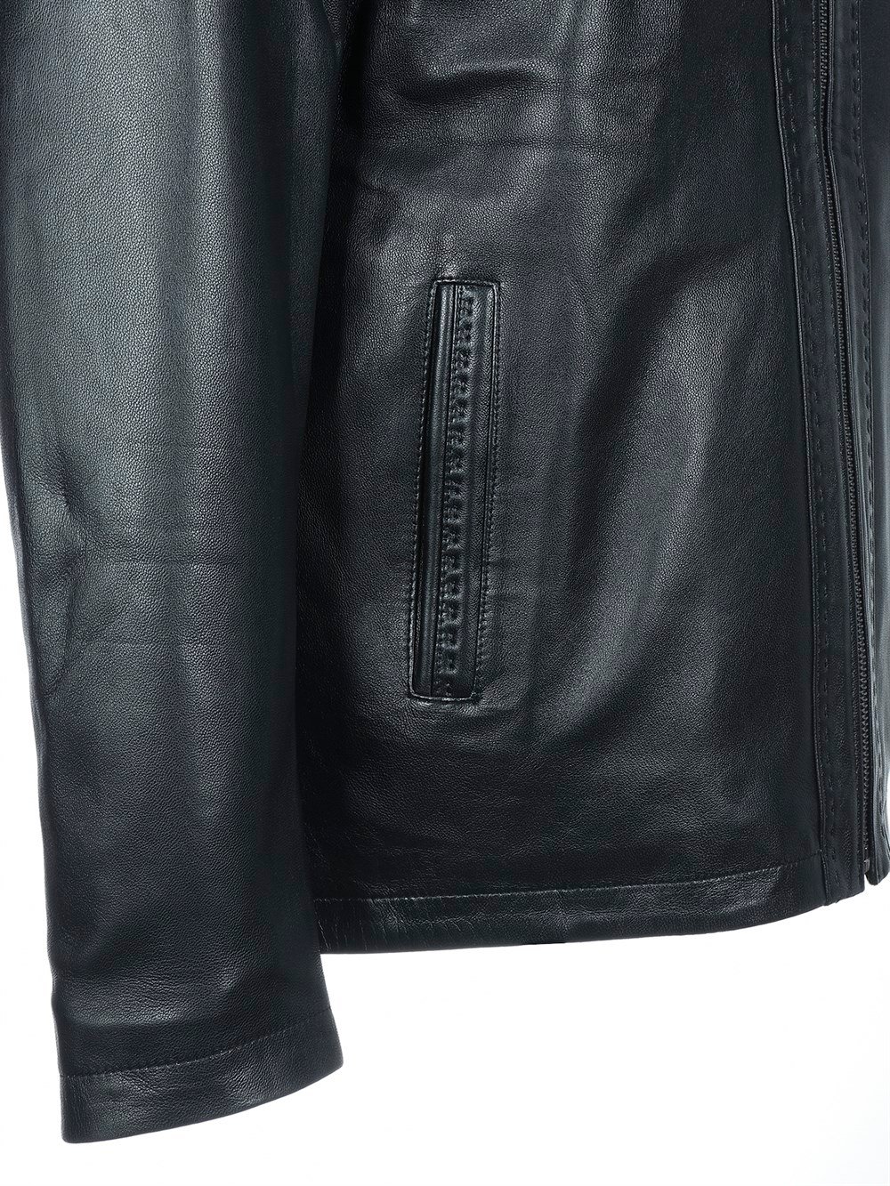 Klasik Spor Model Punto Dikişli Erkek Deri Mont Siyah Renk