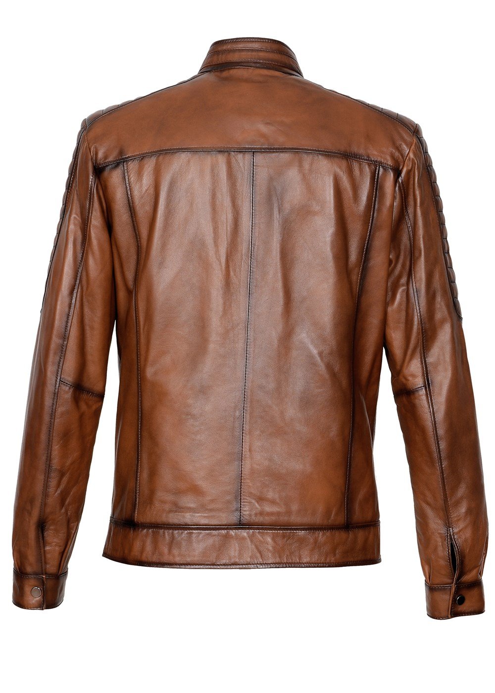 Kolu Dikişli Taba Renk Spor Deri Mont