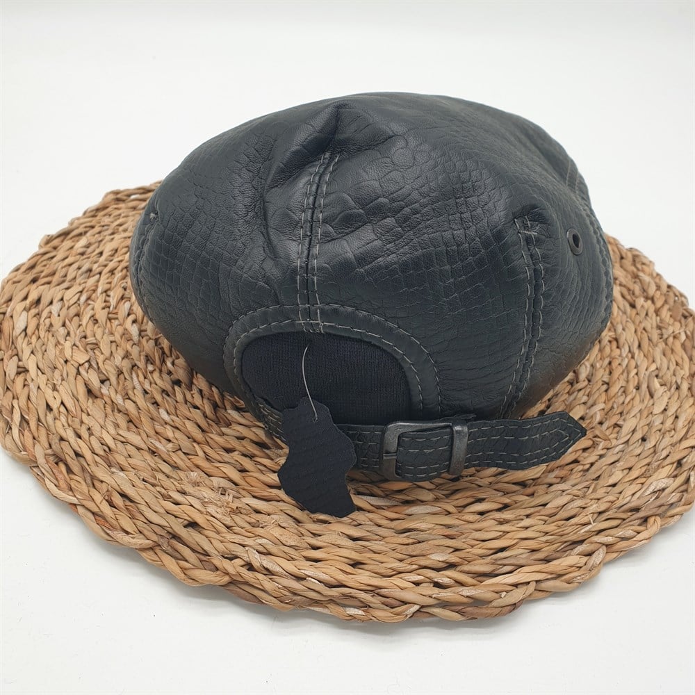 Kulaklı Model Baskılı Deri Erkek Lüks Kasket