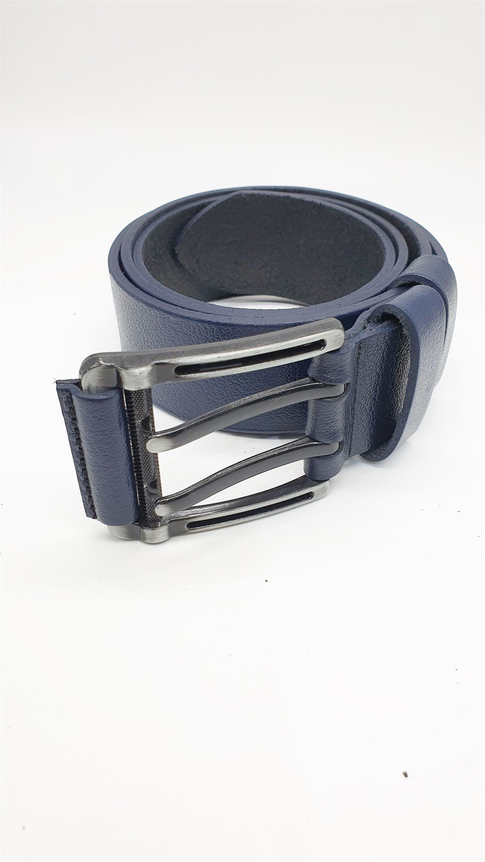 Lacivert Renk Çift Dilli Deri Tokalı Spor Kot Kemeri