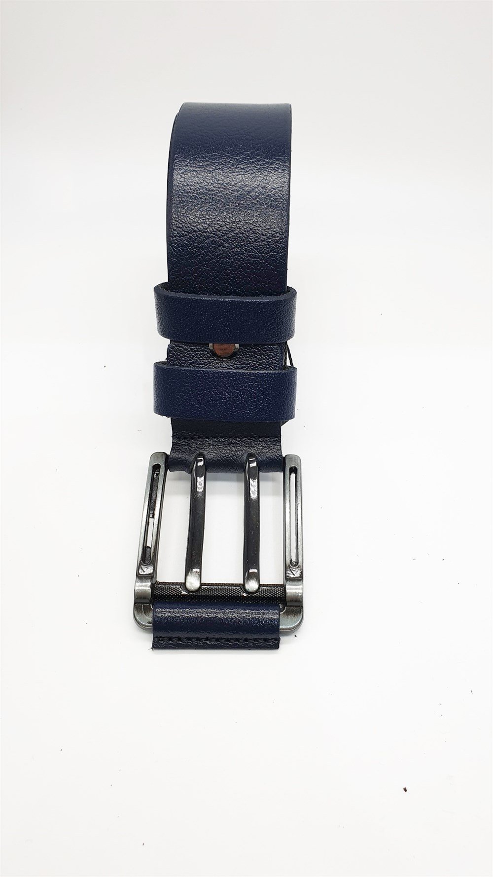 Lacivert Renk Çift Dilli Deri Tokalı Spor Kot Kemeri