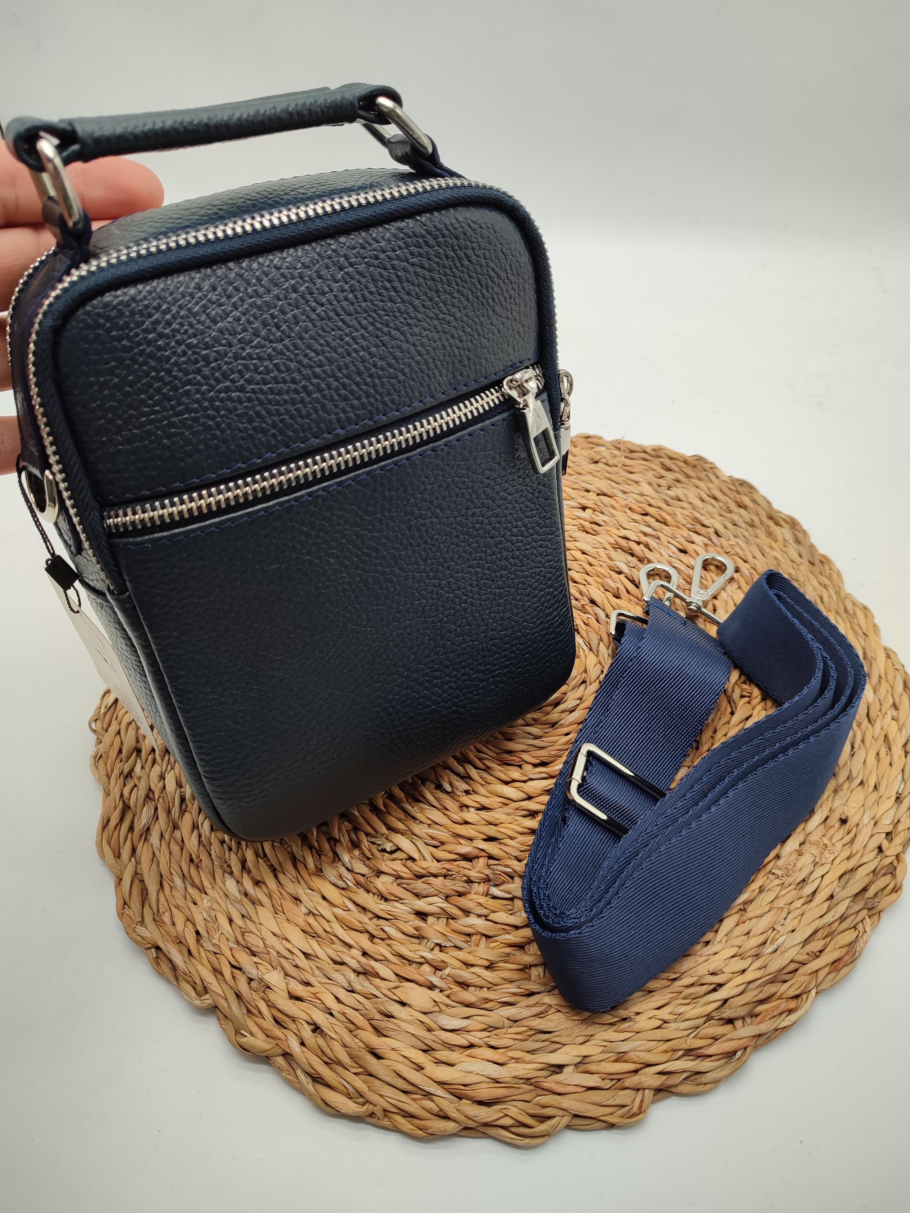 Lacivert Renk Deri El ve Omuz Çantası