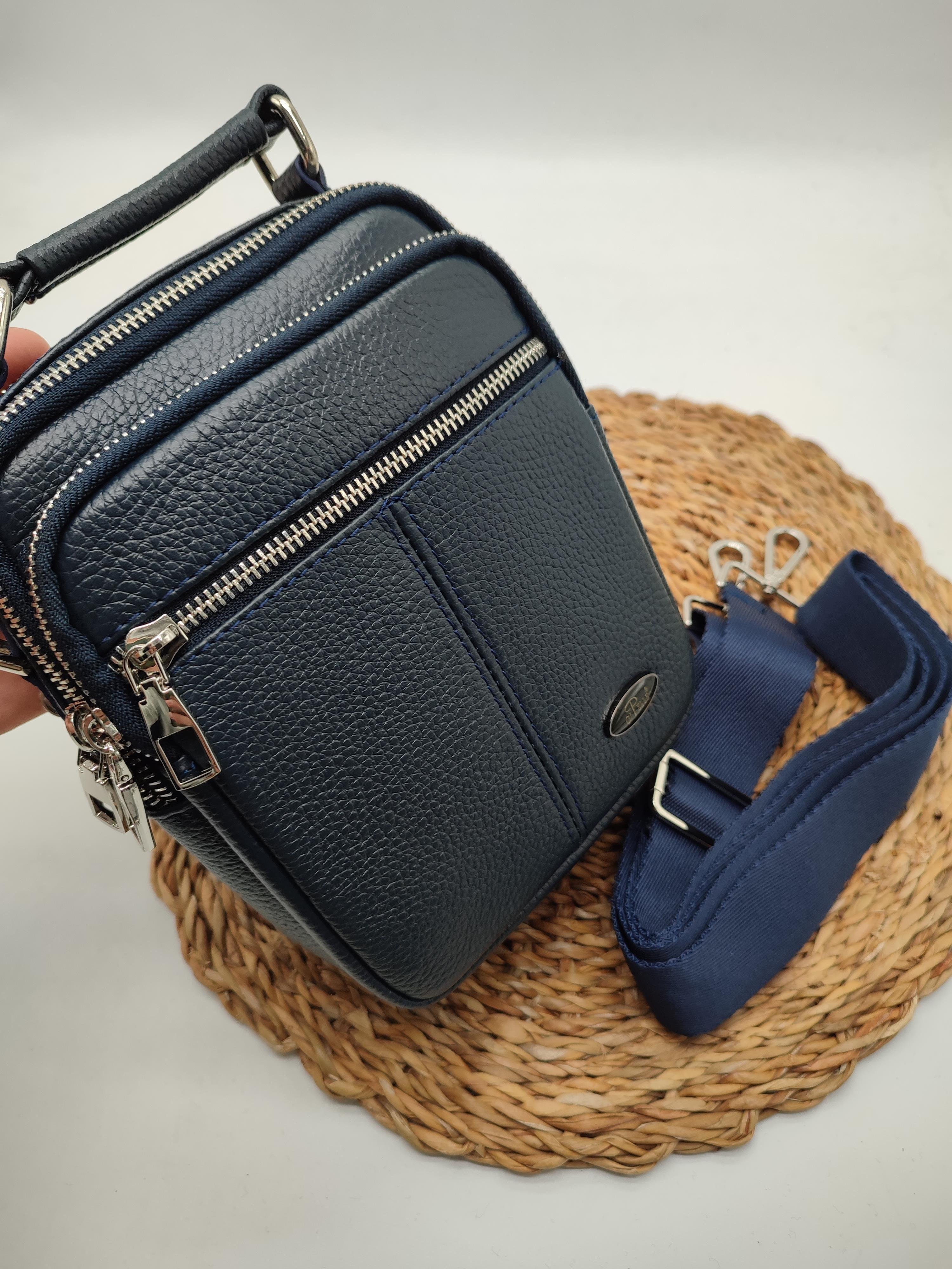 Lacivert Renk Deri El ve Omuz Çantası