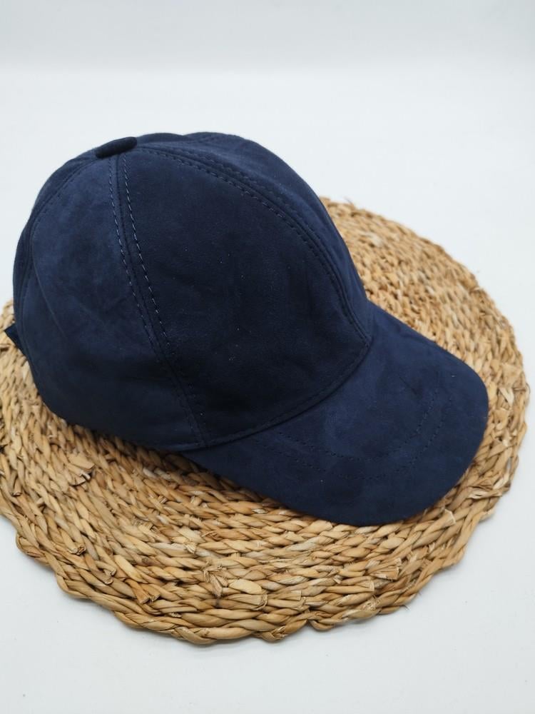 Lacivert Renk Süet Deri Şapka