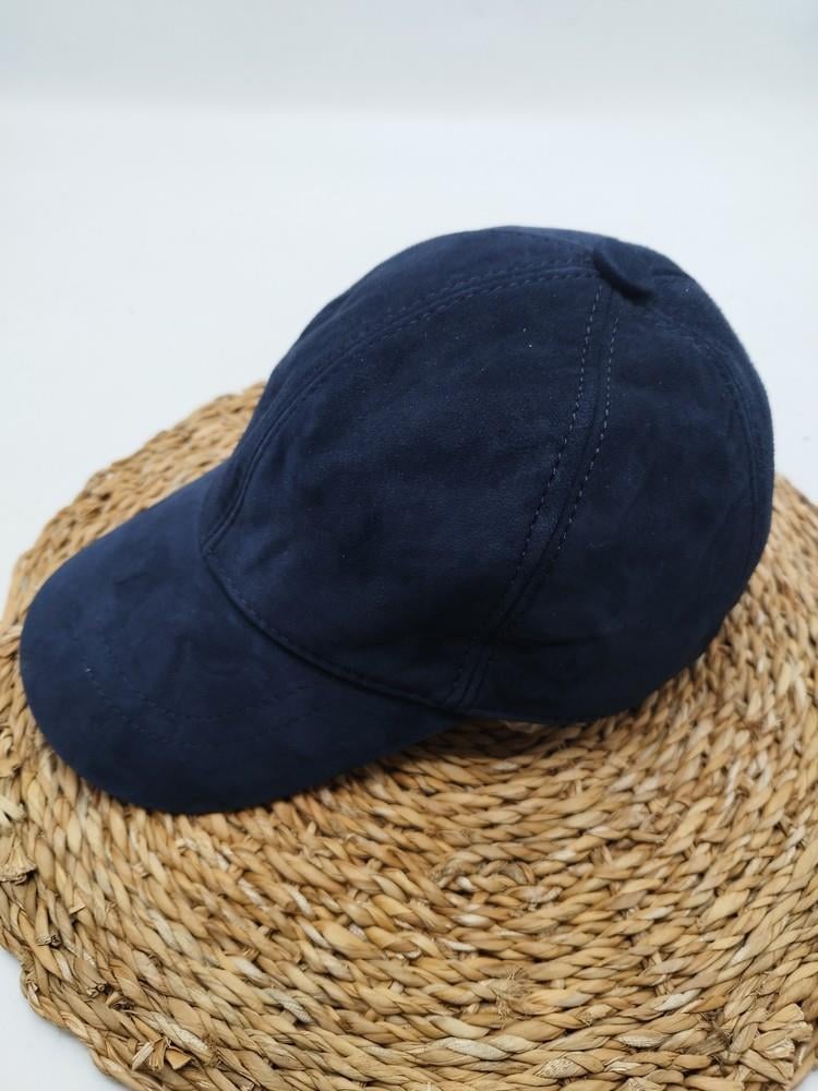 Lacivert Renk Süet Deri Şapka