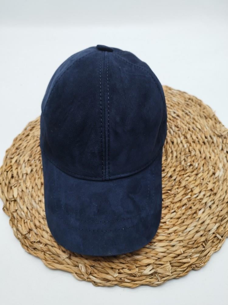 Lacivert Renk Süet Deri Şapka