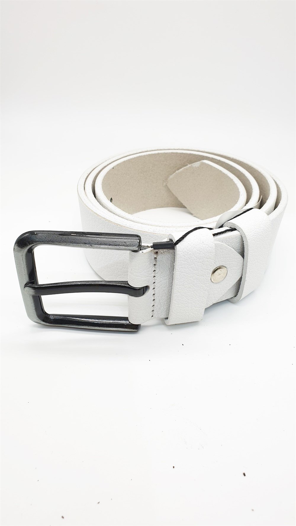 Lüks Deri Beyaz Renk Spor Kot Kemeri