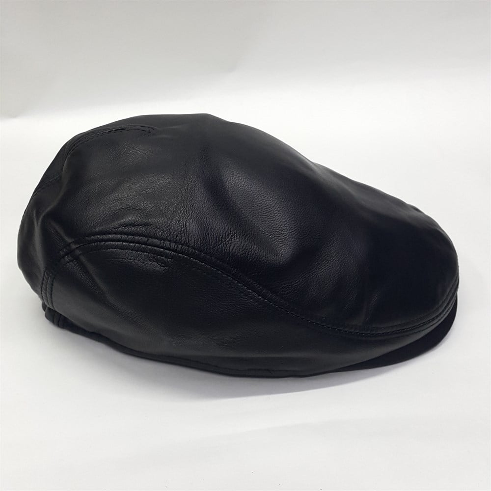 Lüks Model Deri Kasket Siyah Renk