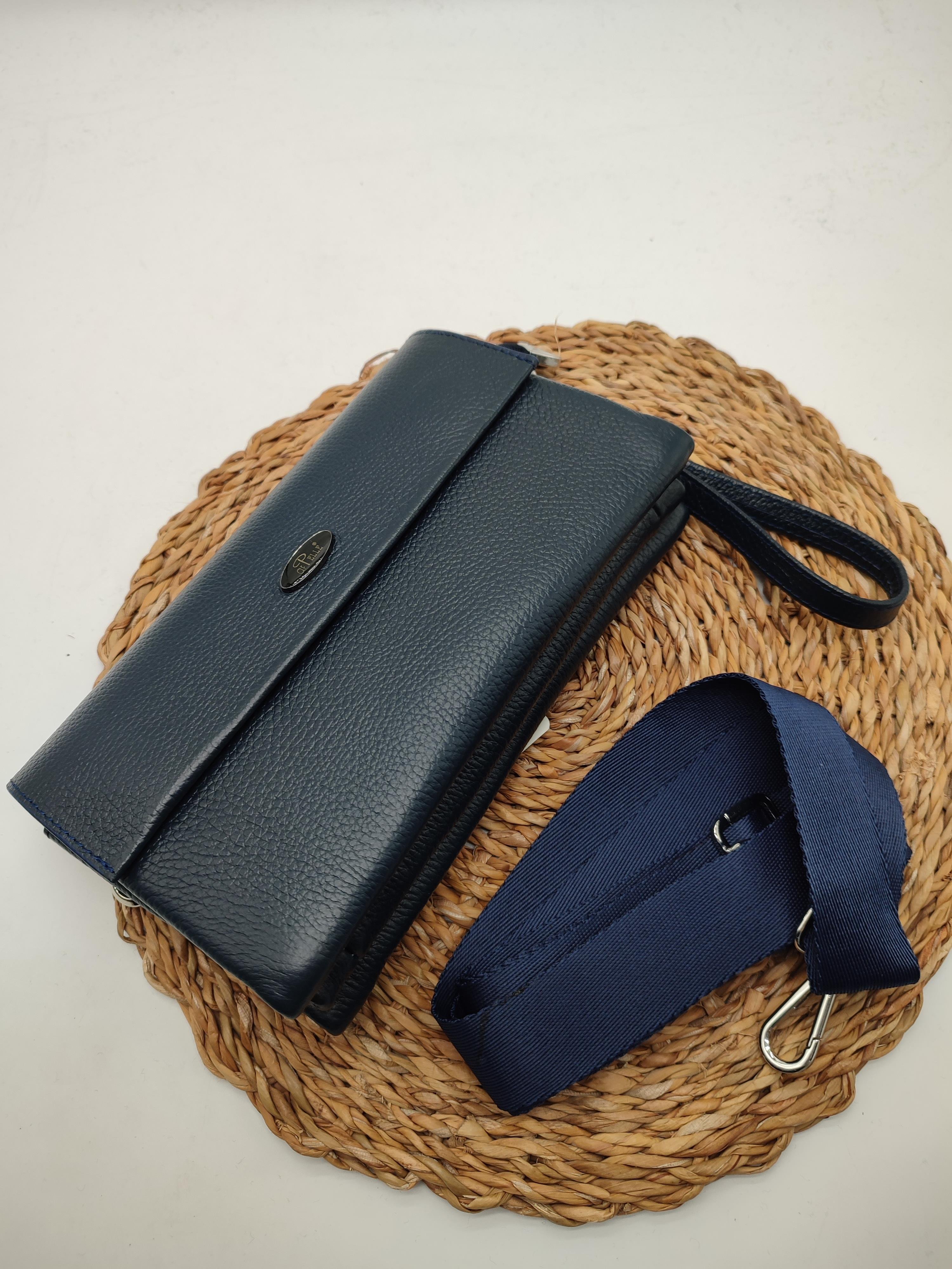 Omuz Askılı Deri Pörtfoy Çanta Lacivert Renk