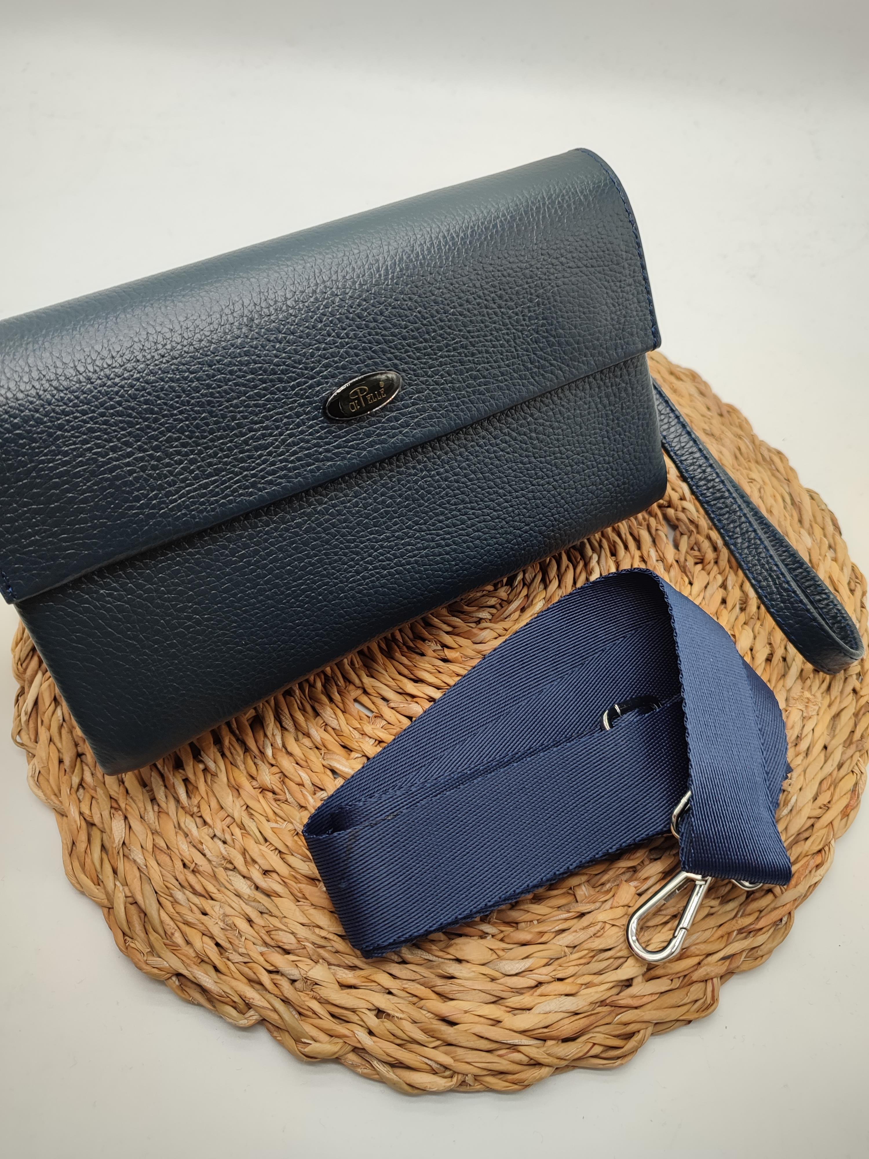 Omuz Askılı Deri Pörtfoy Çanta Lacivert Renk