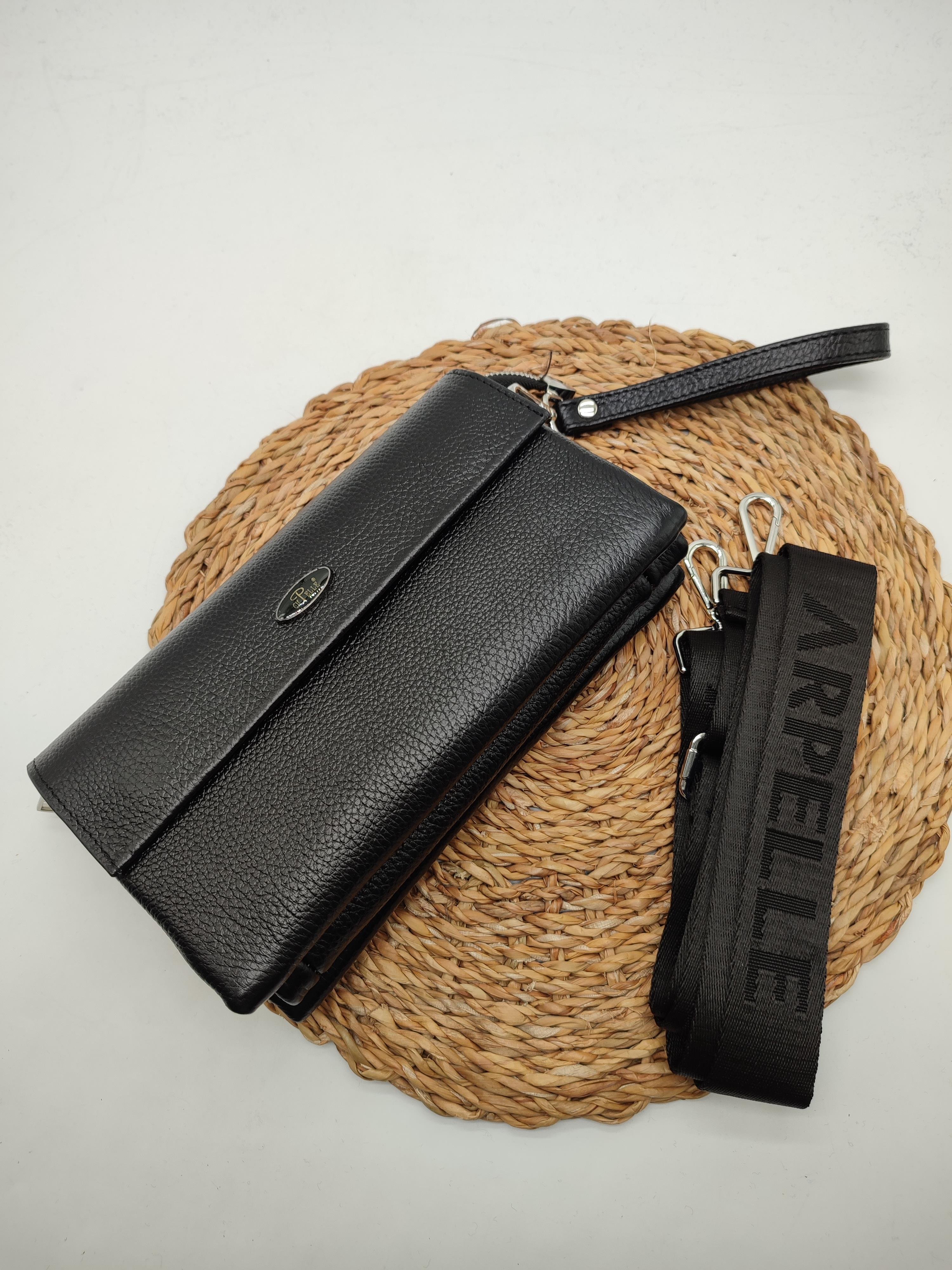 Omuz Askılı Deri Pörtfoy Çanta Siyah Renk 