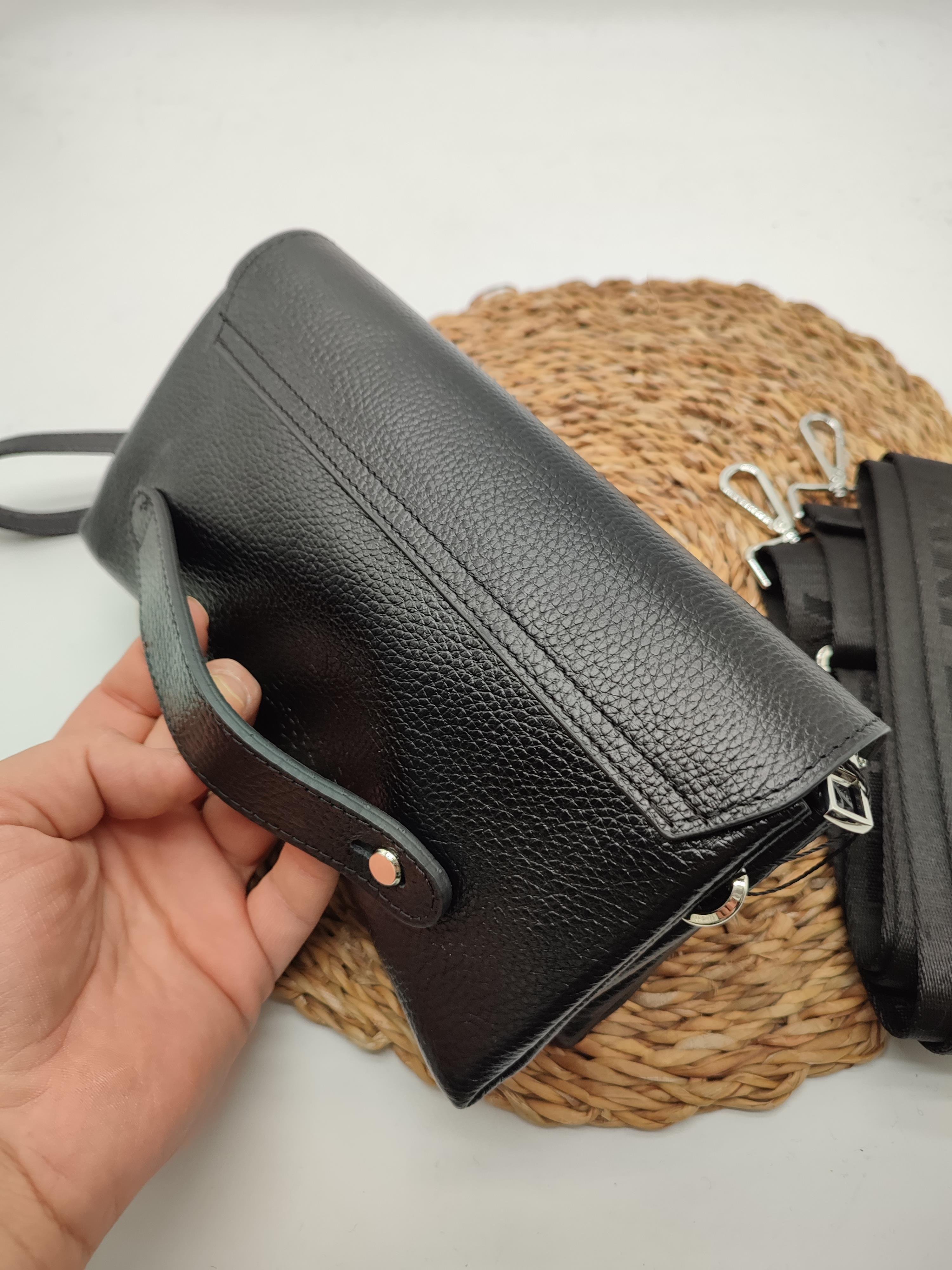 Omuz Askılı Deri Pörtfoy Çanta Siyah Renk 