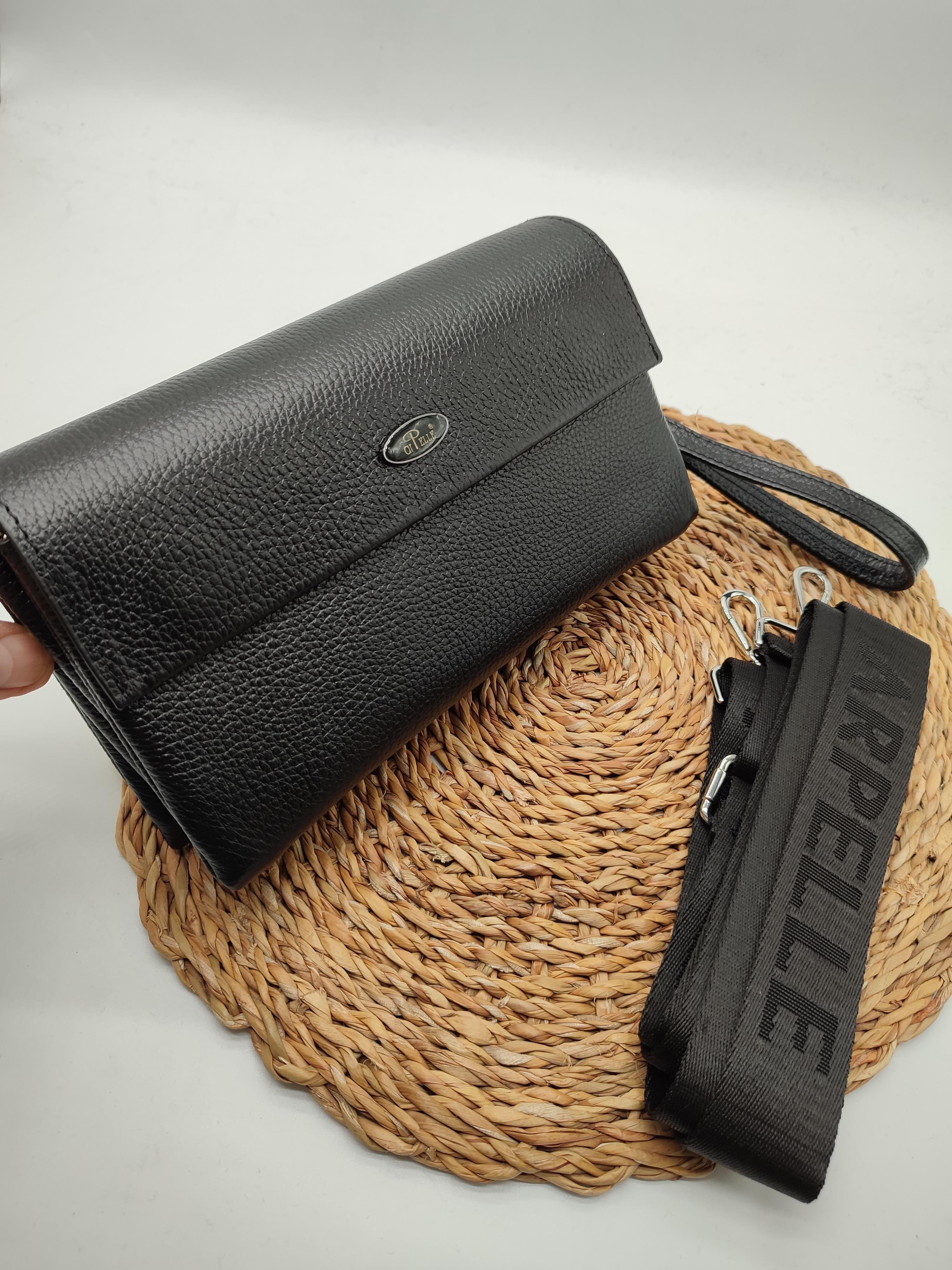 Omuz Askılı Deri Pörtfoy Çanta Siyah Renk 