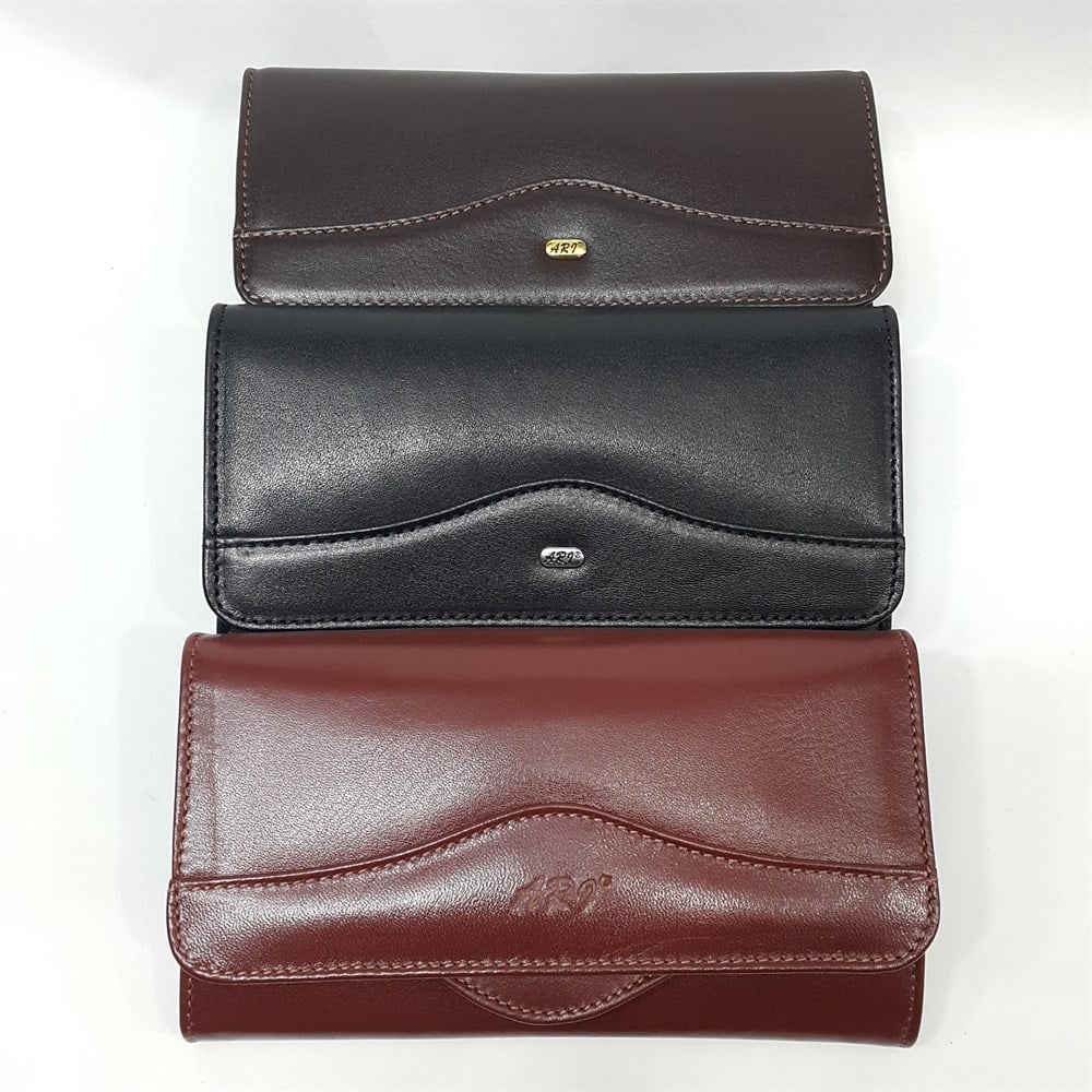 Orta Boy Ekstra Para Bölmeli Yatay Model Siyah-Taba-Kahve Renklerde Bayan Cüzdan