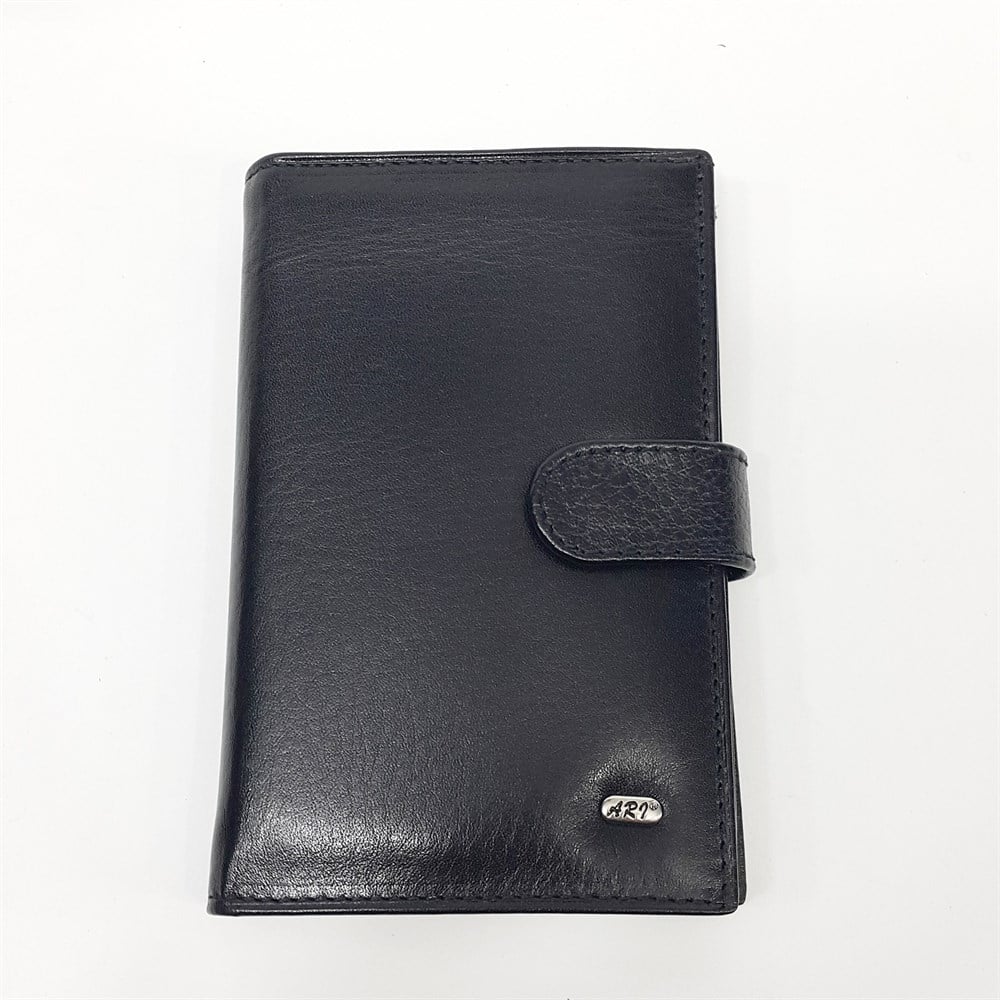 Orta Boy Pasaport Ve Ruhsat Bölmeli Dikey Model Siyah Bayan Cüzdan