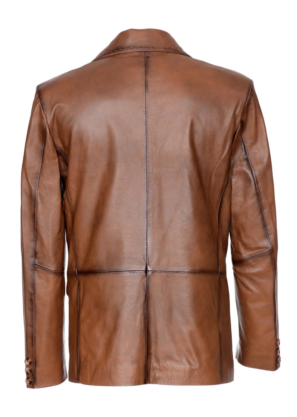 Punto Dikiş Detaylı Taba Renk Deri Ceket