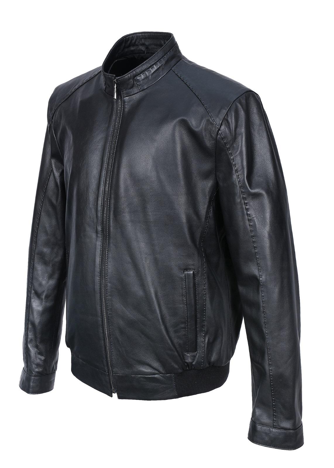 Punto Dikişli Beli Lastikli Model Erkek Deri Mont