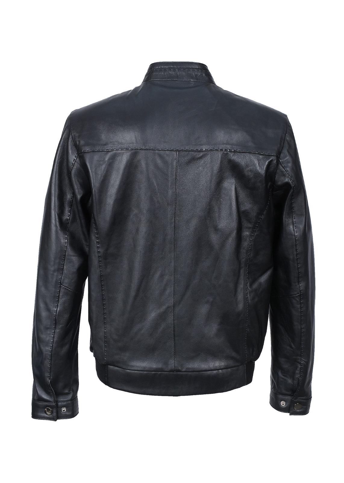 Punto Dikişli Beli Lastikli Model Erkek Deri Mont