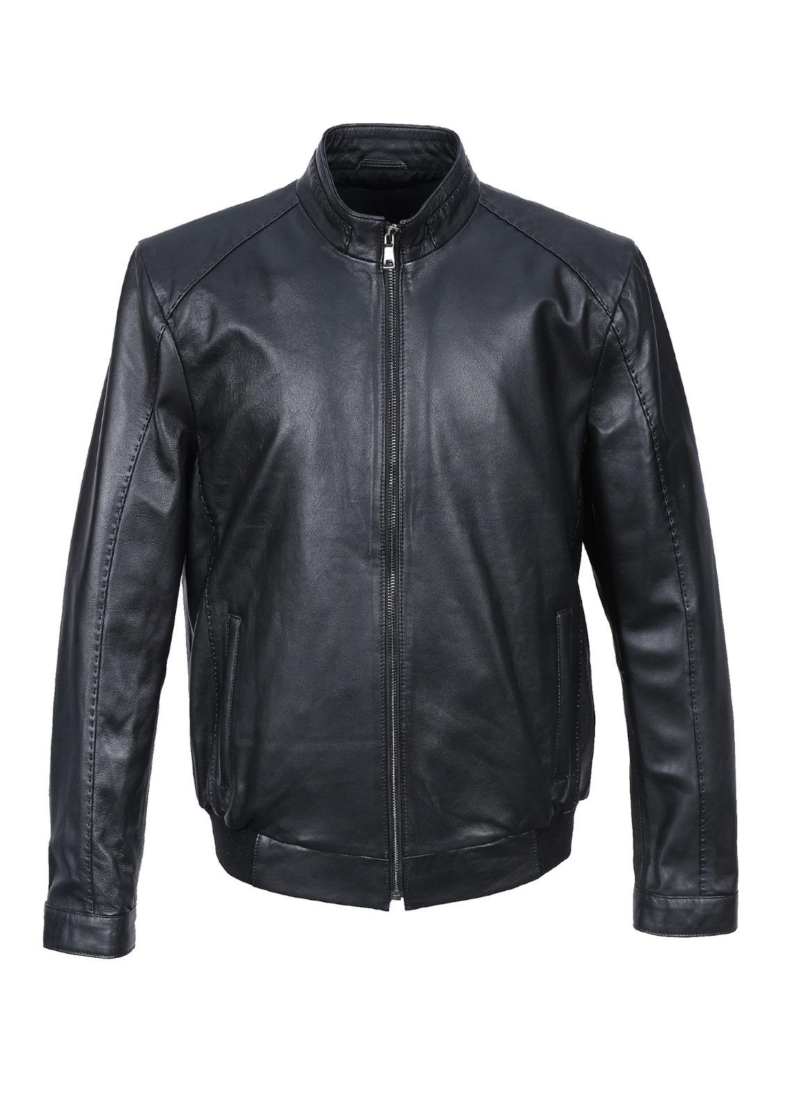 Punto Dikişli Ve Beli Lastikli Model Erkek Spor Deri Mont