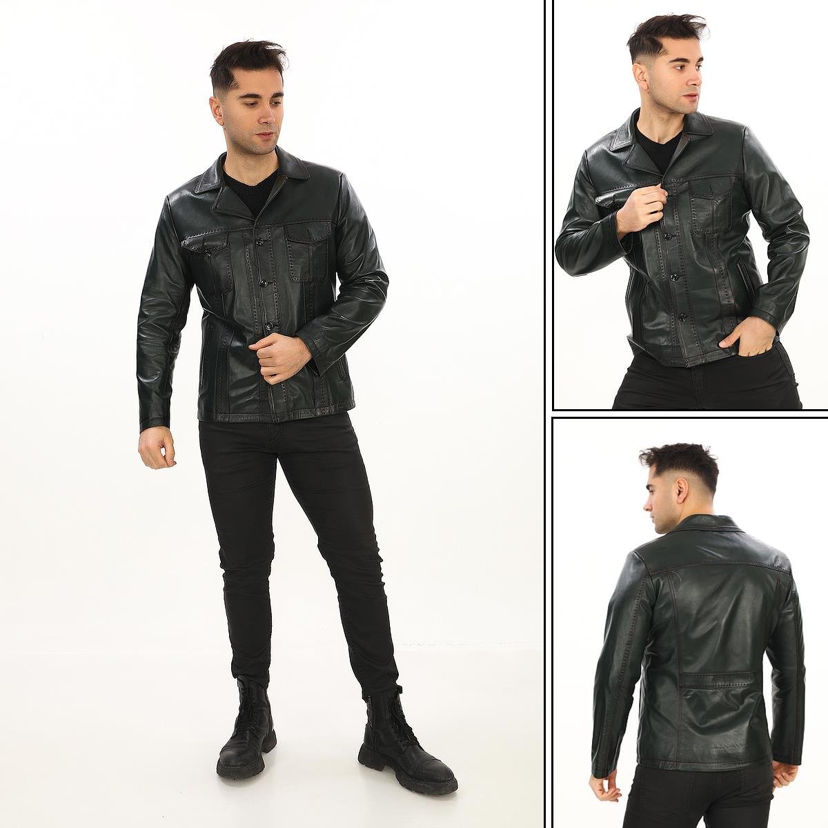 Safari Model Dört Cepli Düğmeli Çeket Yeşil Renk