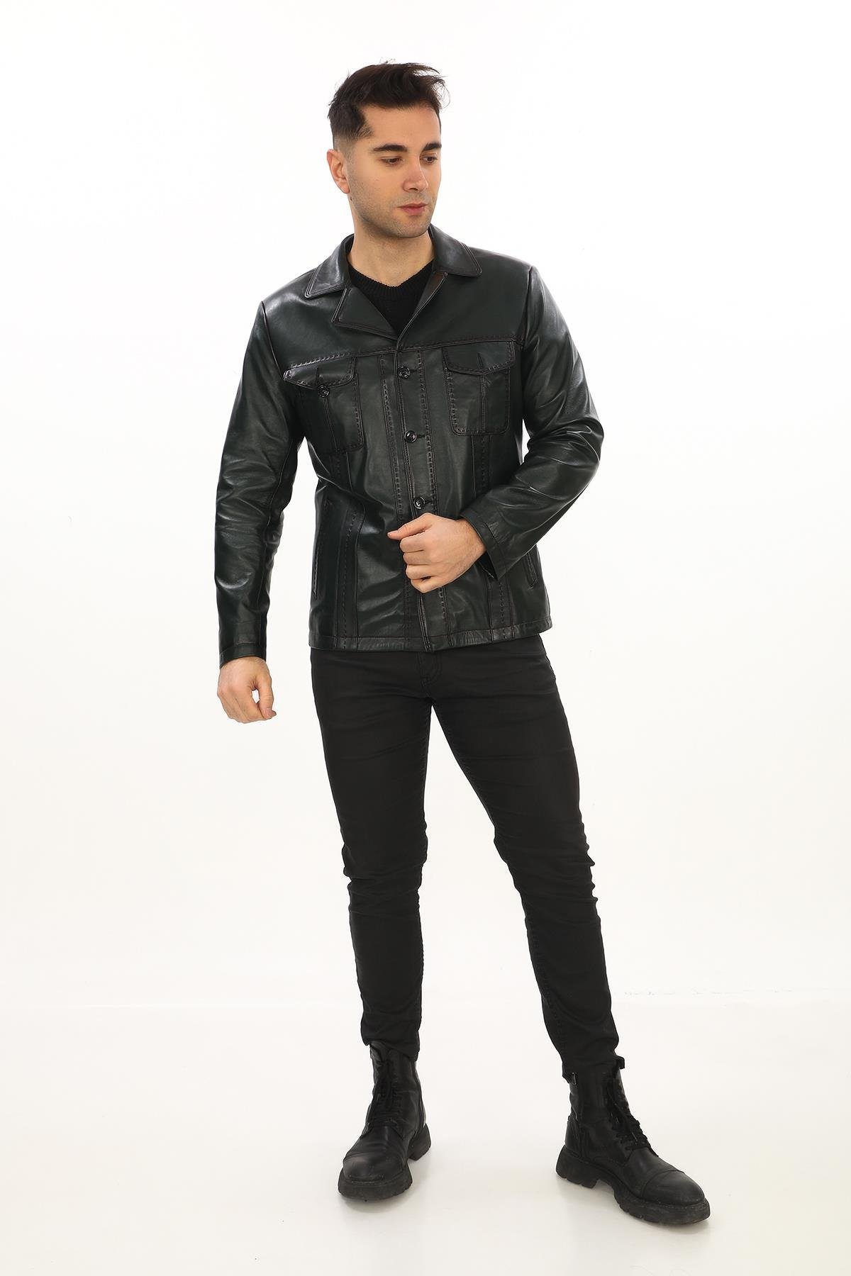 Safari Model Dört Cepli Düğmeli Çeket Yeşil Renk