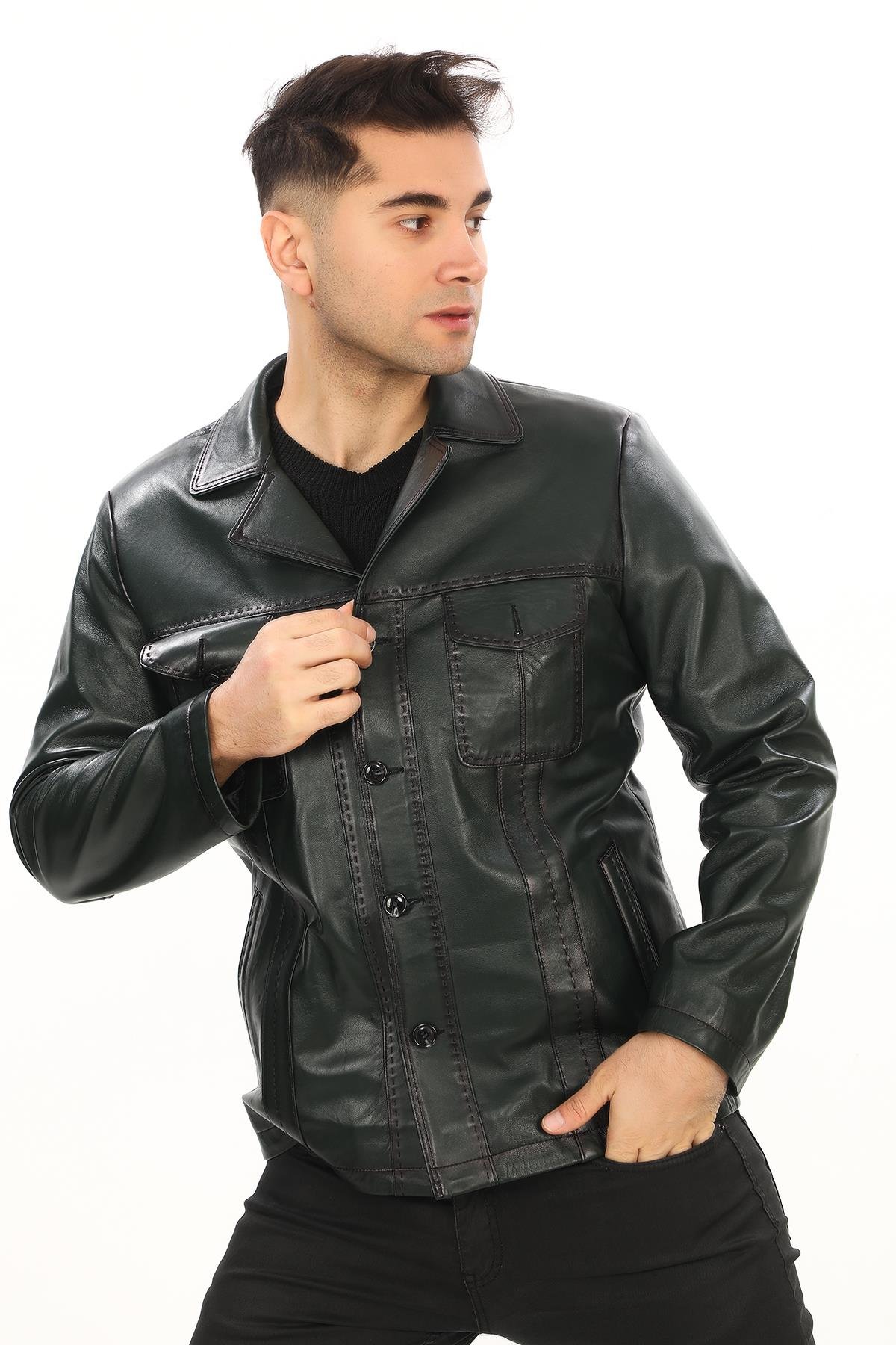 Safari Model Dört Cepli Düğmeli Çeket Yeşil Renk