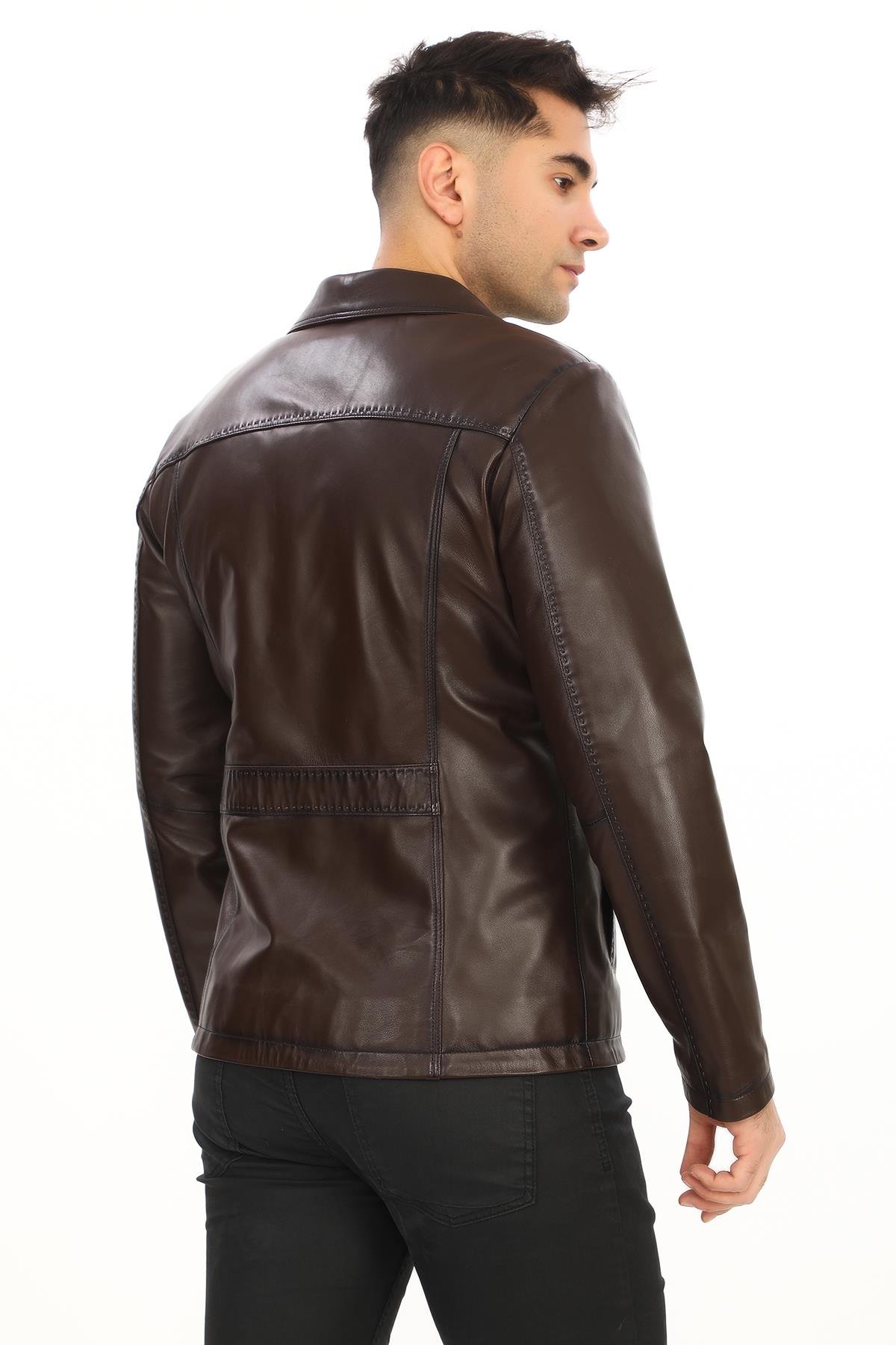 Safari Model Dört Cepli Düğmeli Çeket Fındık Renk