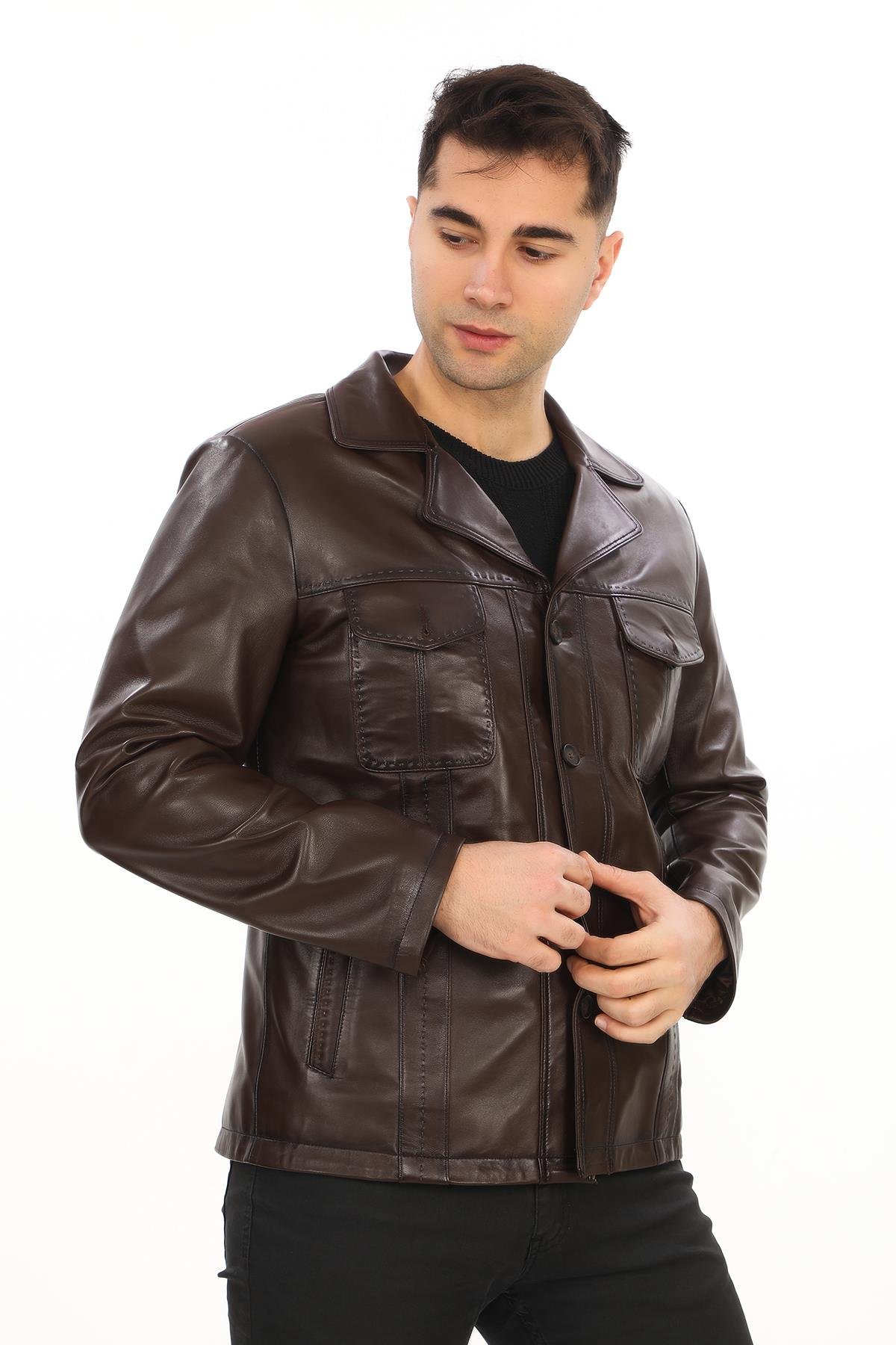 Safari Model Dört Cepli Düğmeli Çeket Fındık Renk