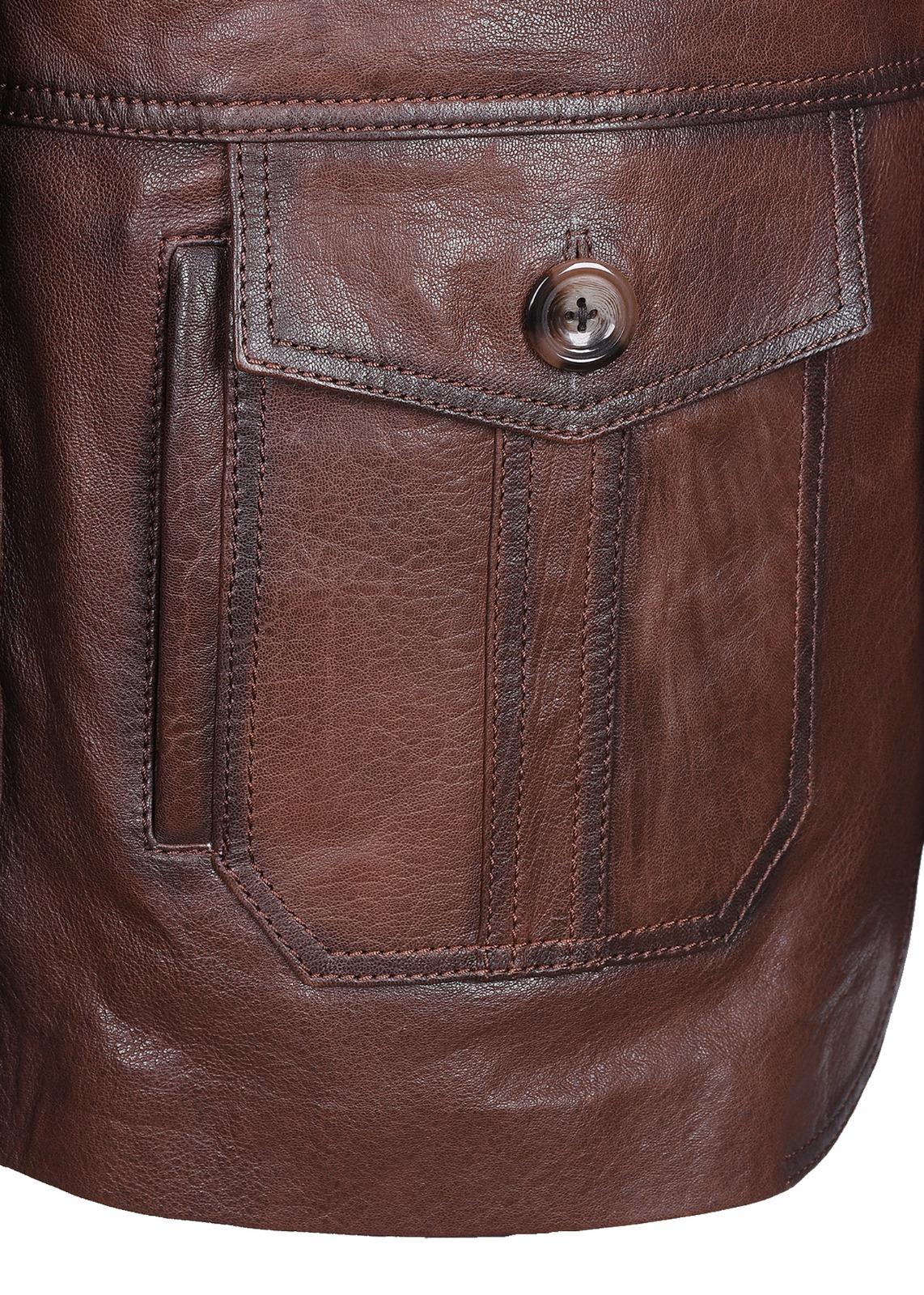 Safari Model Fındık Renk Erkek Deri Ceket