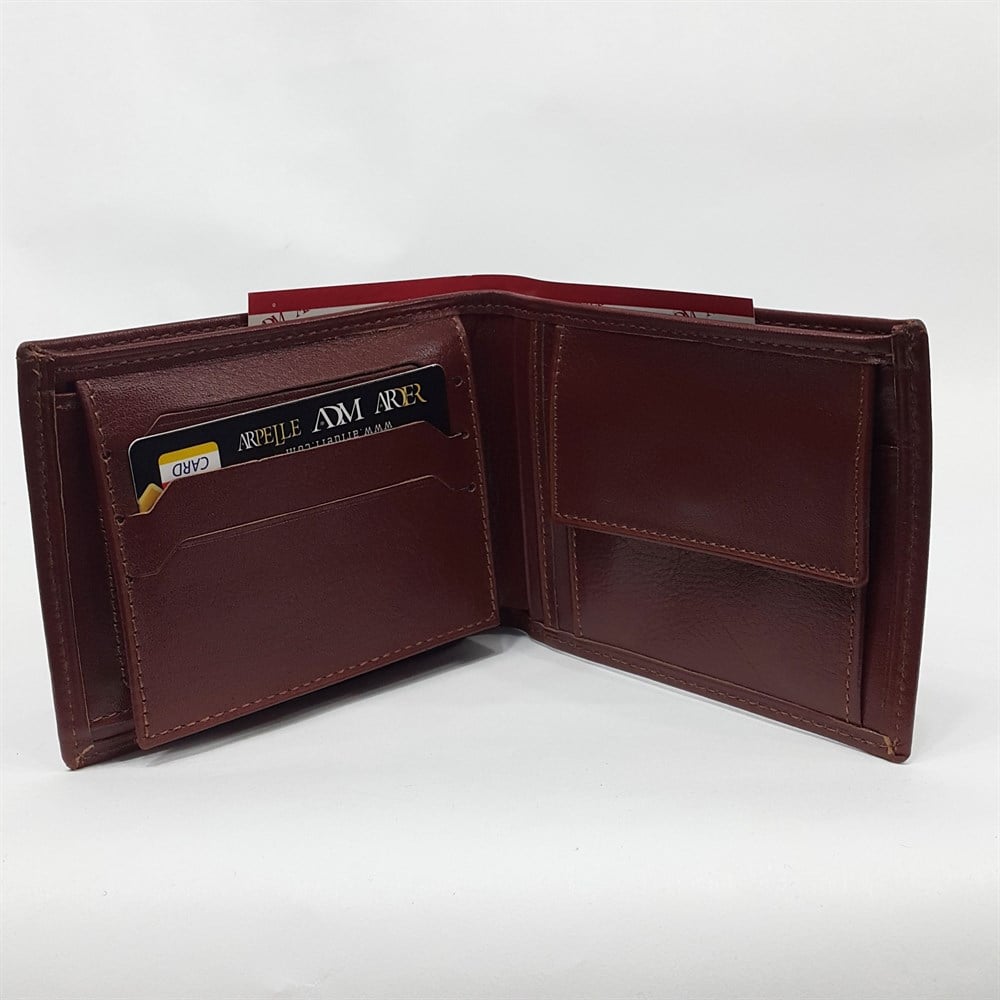 Siyah-Kahve-Taba Renk Kartlık, Kimlik, Ehliyet Ve Bozuk Para Bölmeli Yatay Deri Cüzdan