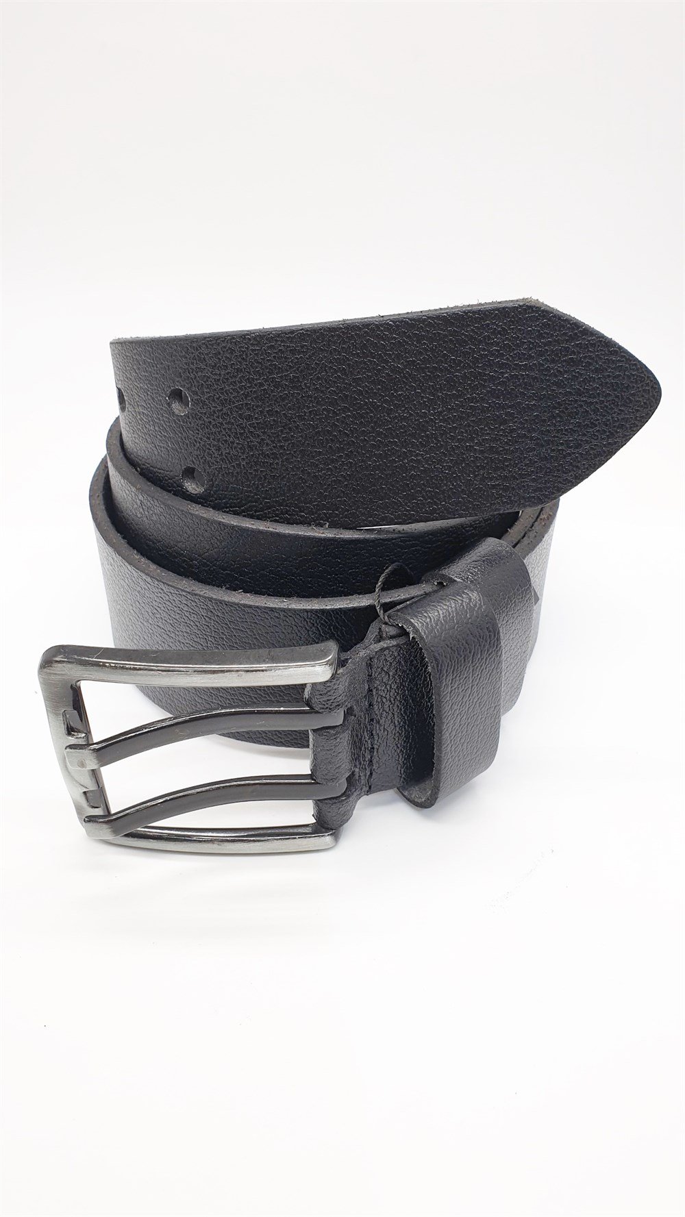 Siyah Renk Çift Dilli Deri Tokalı Spor Kot Kemeri