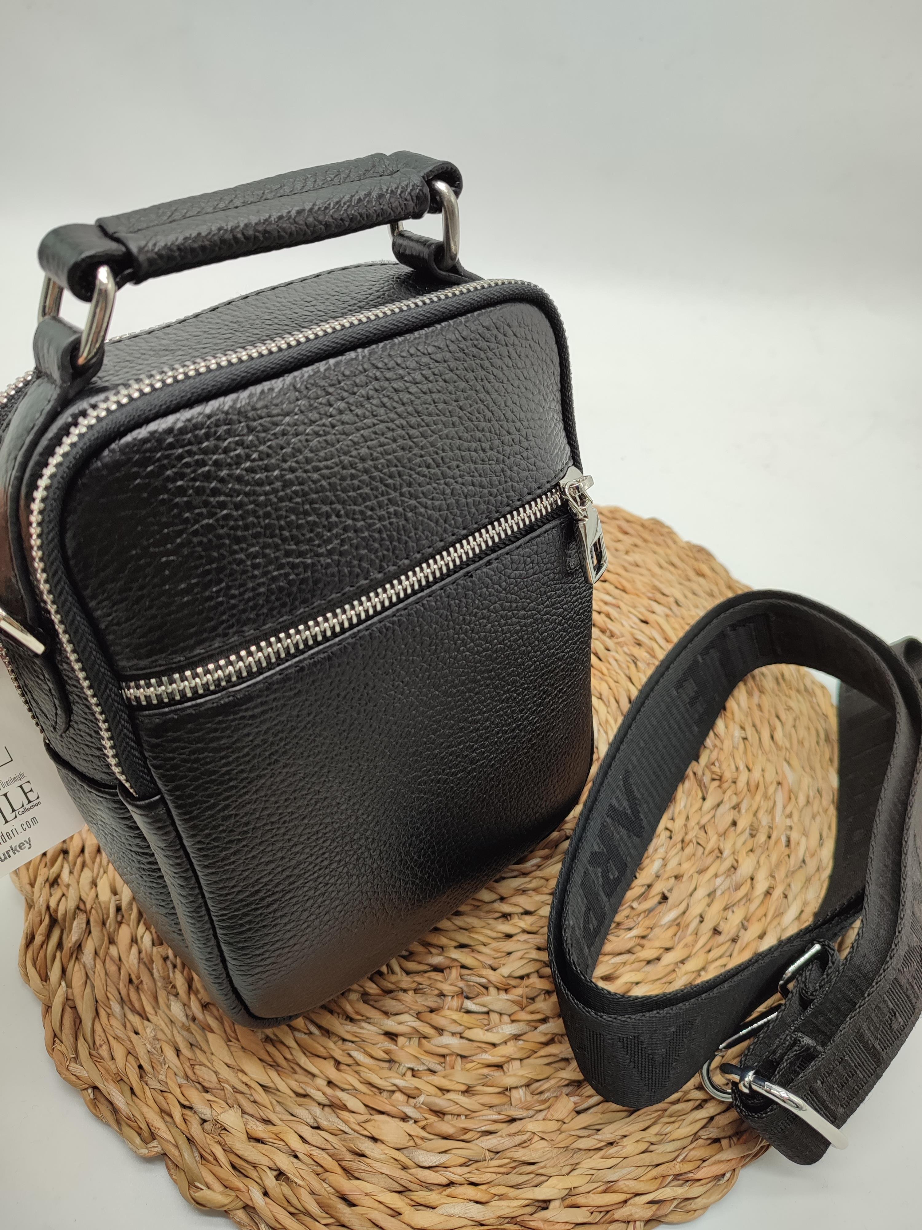 Siyah Renk Deri El ve Omuz Çantası 