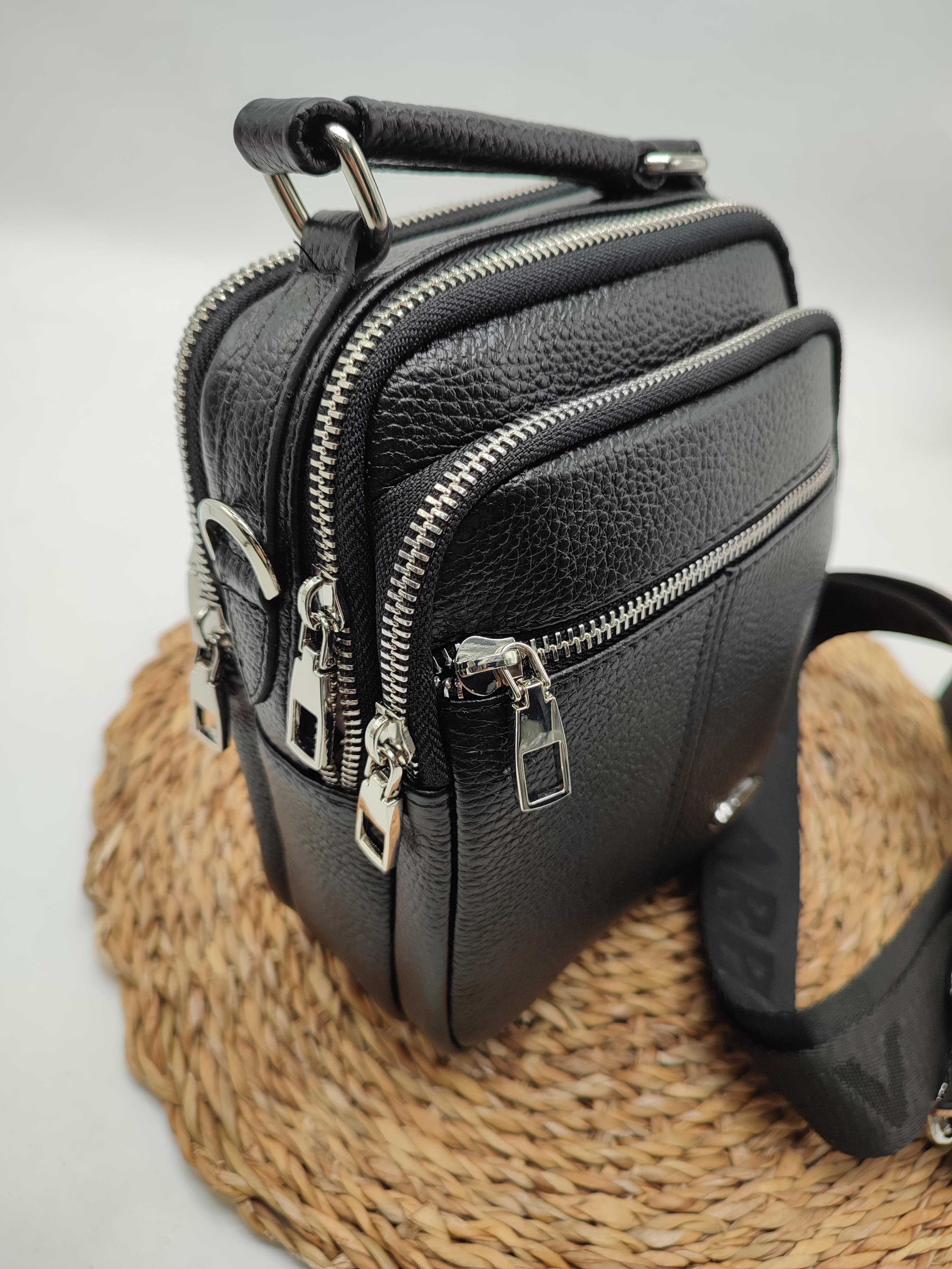 Siyah Renk Deri El ve Omuz Çantası 