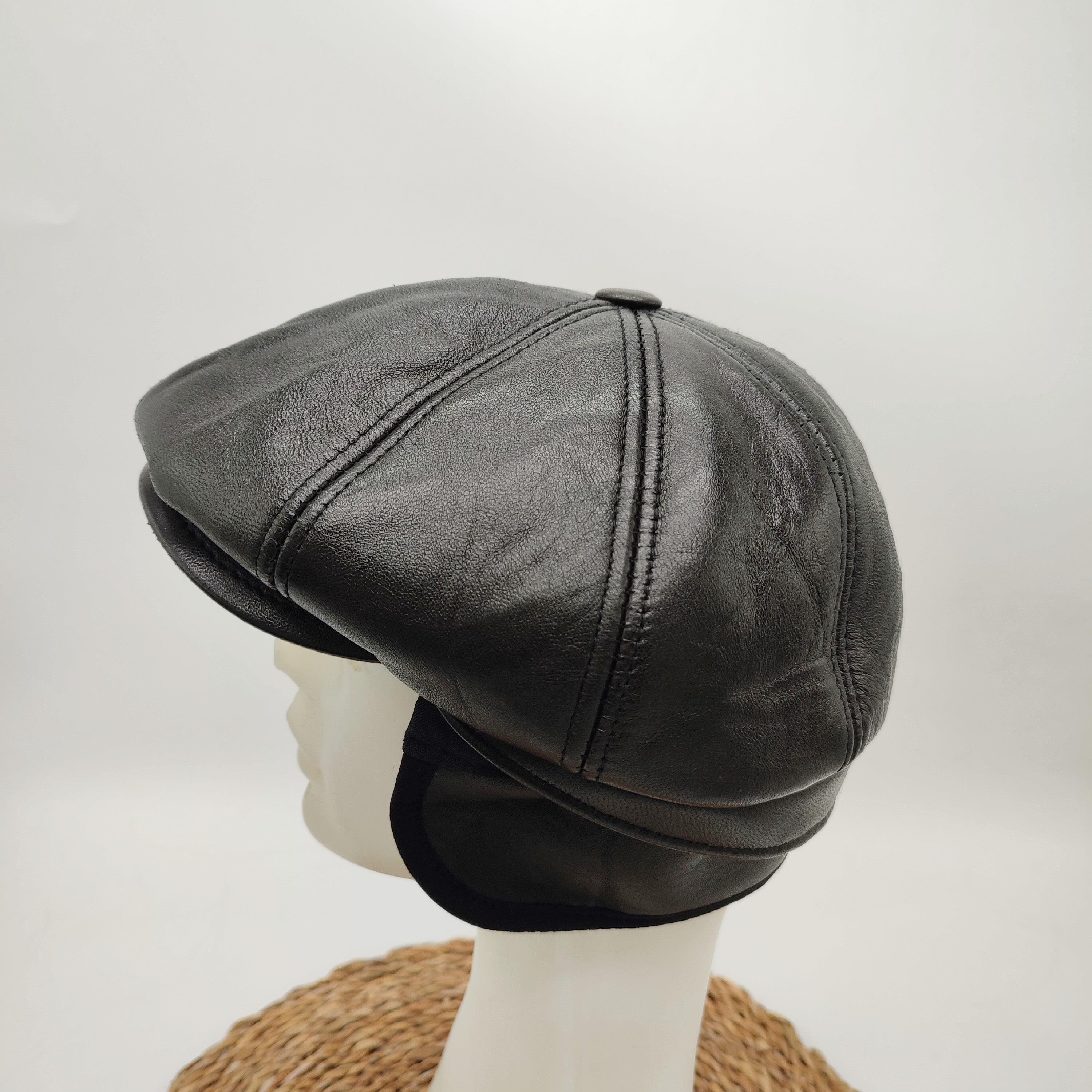 Siyah Renk Sekiz Parça Deri Kasket 