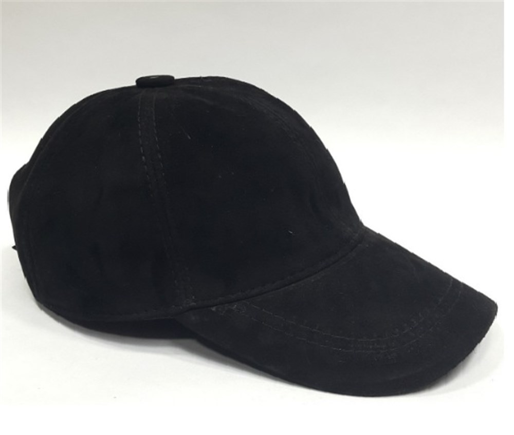 Siyah Renk Süet Deri Şapka