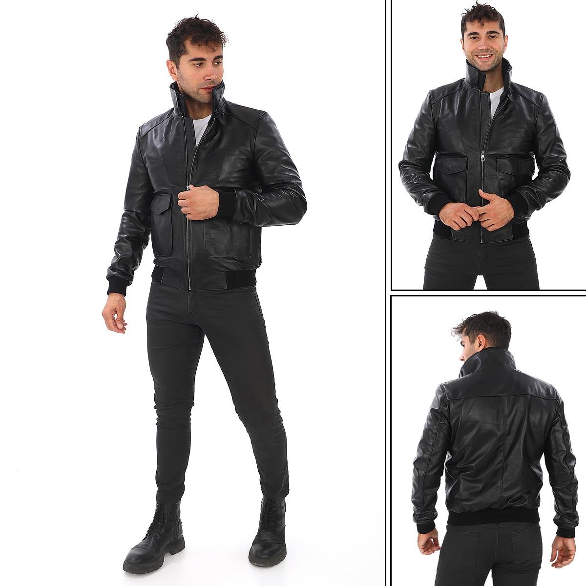 Siyah Renk Yakası Peluşlu Model Deri Mont 