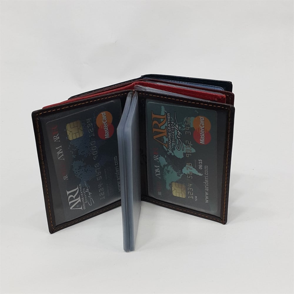 Siyah Renkte Dikey Model Hakiki Deri Kartlık