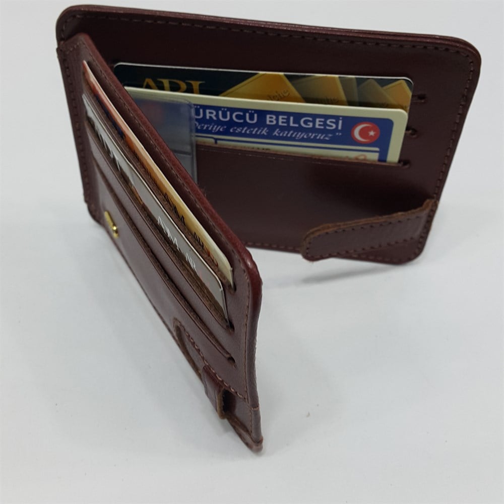 Siyah-Taba-Kahve-Kırmızı Renkte Yatay Model Hakiki Deri Kemerli Kartlık
