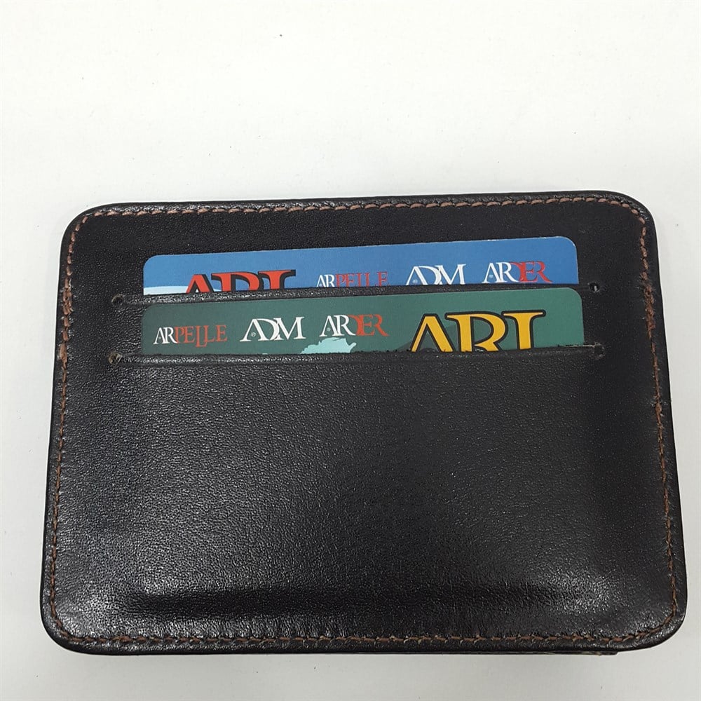 Siyah-Taba-Kahve-Kırmızı Renkte Yatay Model Hakiki Deri Çıtçıtlı Tasarımlı Kartlık