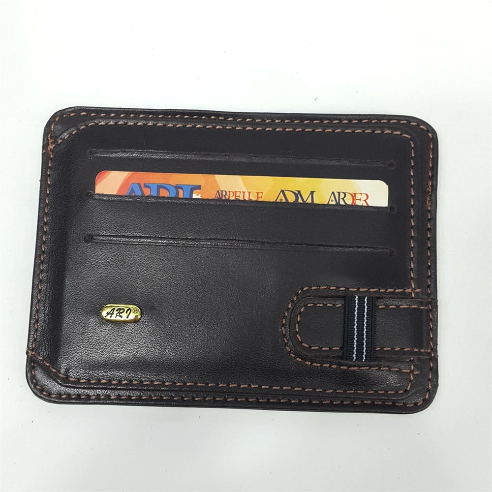 Siyah-Taba-Kahve-Kırmızı Renkte Yatay Model Hakiki Deri Kemerli Kartlık