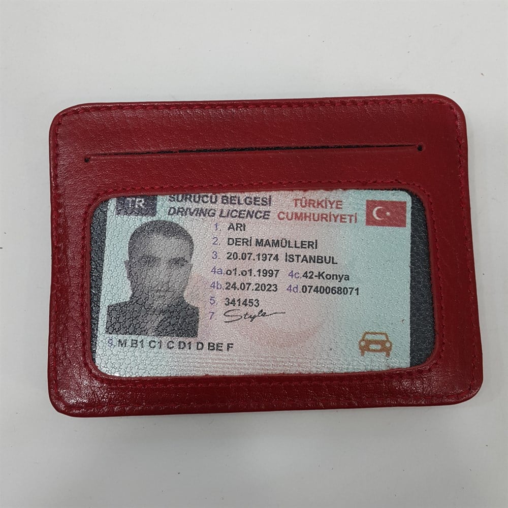 Siyah-Taba-Kahve-Kırmızı Renkte Yatay Model Hakiki Deri Kemerli Kartlık