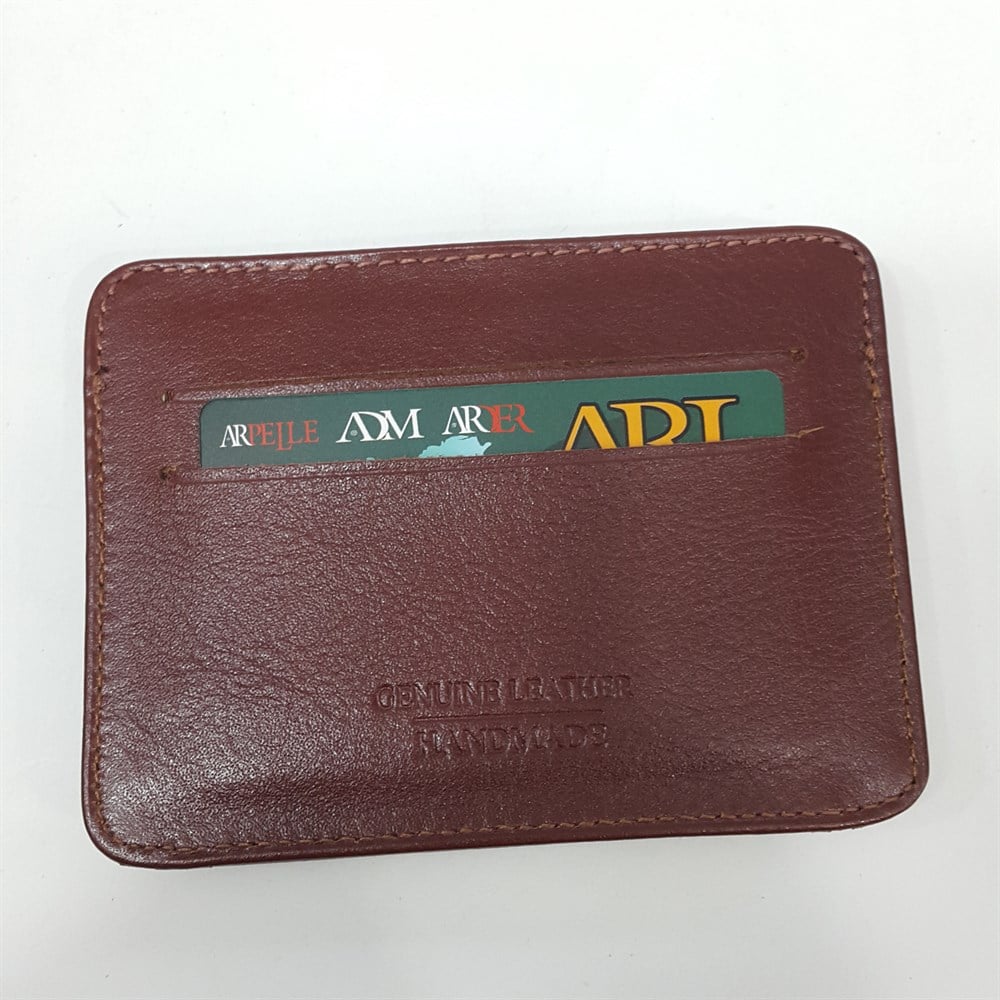 Siyah-Taba-Kahve-Kırmızı Renkte Yatay Model Hakiki Deri Çıtçıtlı Tasarımlı Kartlık