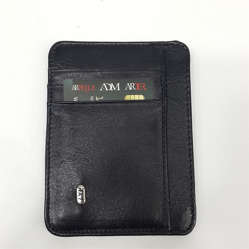 Siyah-Taba-Kahve Renkte Dikey Model Hakiki Deri Kartlık