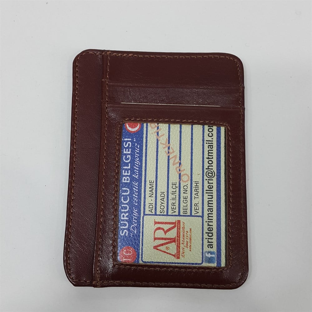 Siyah-Taba-Kahve Renkte Dikey Model Hakiki Deri Kartlık