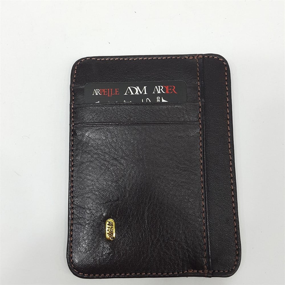 Siyah-Taba-Kahve Renkte Dikey Model Hakiki Deri Kartlık