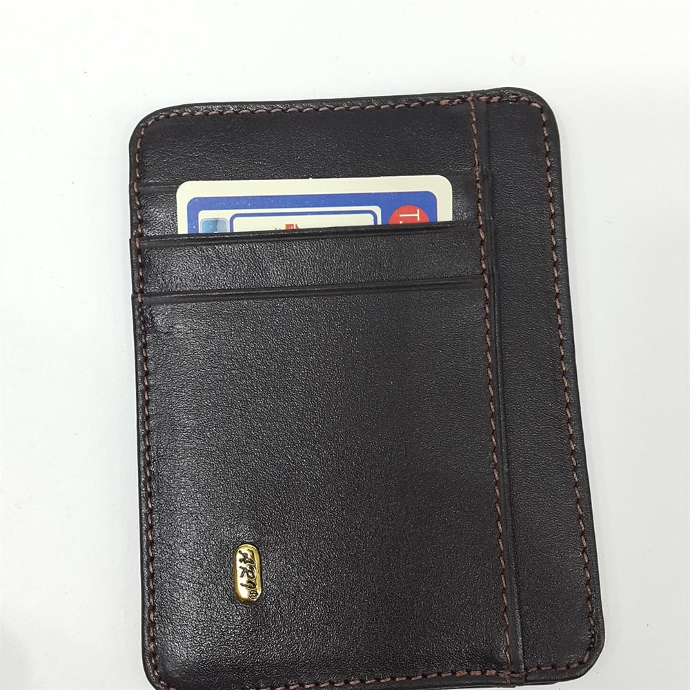 Siyah-Taba-Kahve Renkte Kart Cepli Dikey Model Hakiki Deri Kartlık