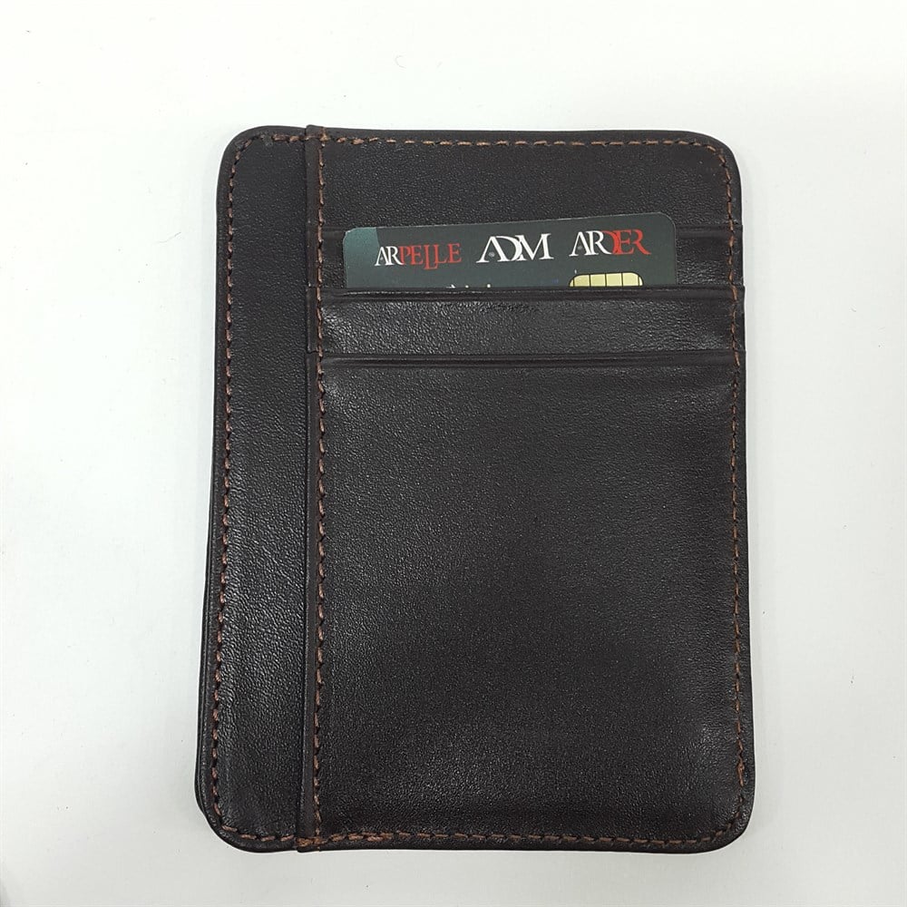 Siyah-Taba-Kahve Renkte Kart Cepli Dikey Model Hakiki Deri Kartlık