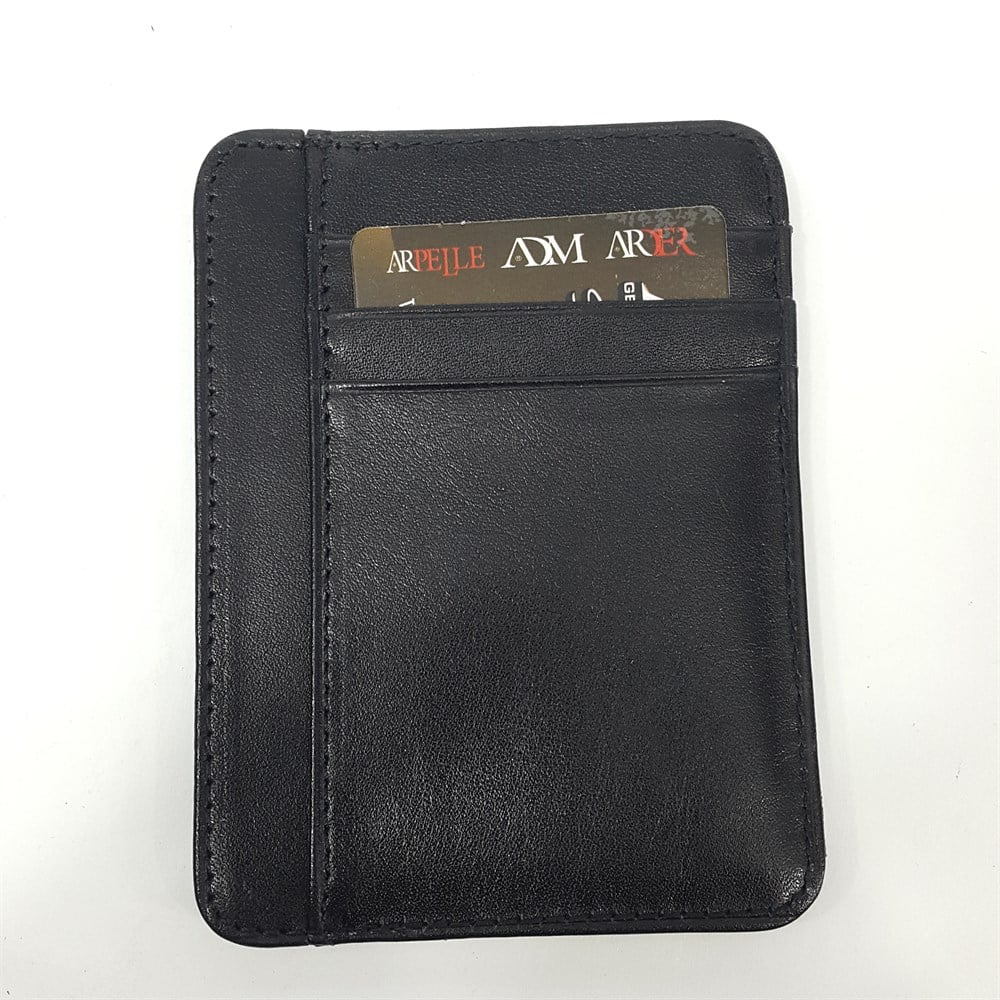 Siyah-Taba-Kahve Renkte Kart Cepli Dikey Model Hakiki Deri Kartlık