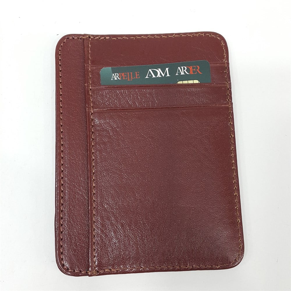 Siyah-Taba-Kahve Renkte Kart Cepli Dikey Model Hakiki Deri Kartlık